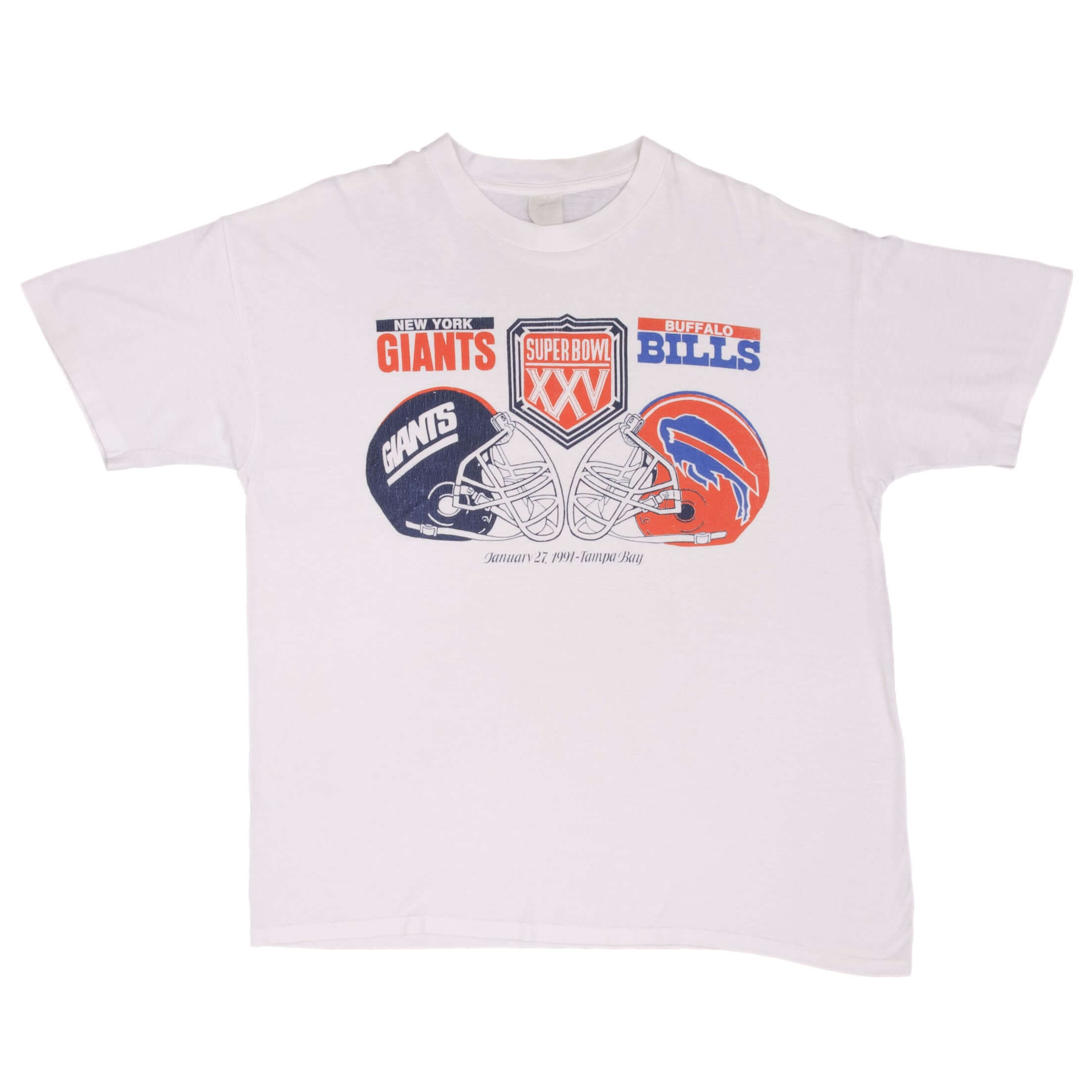 Vintage NFL New York Giants VS Buffalo Bills Super Bowl XXV 1991 Tee Shirt Size XL Made In USA With Single Stitch Sleeves