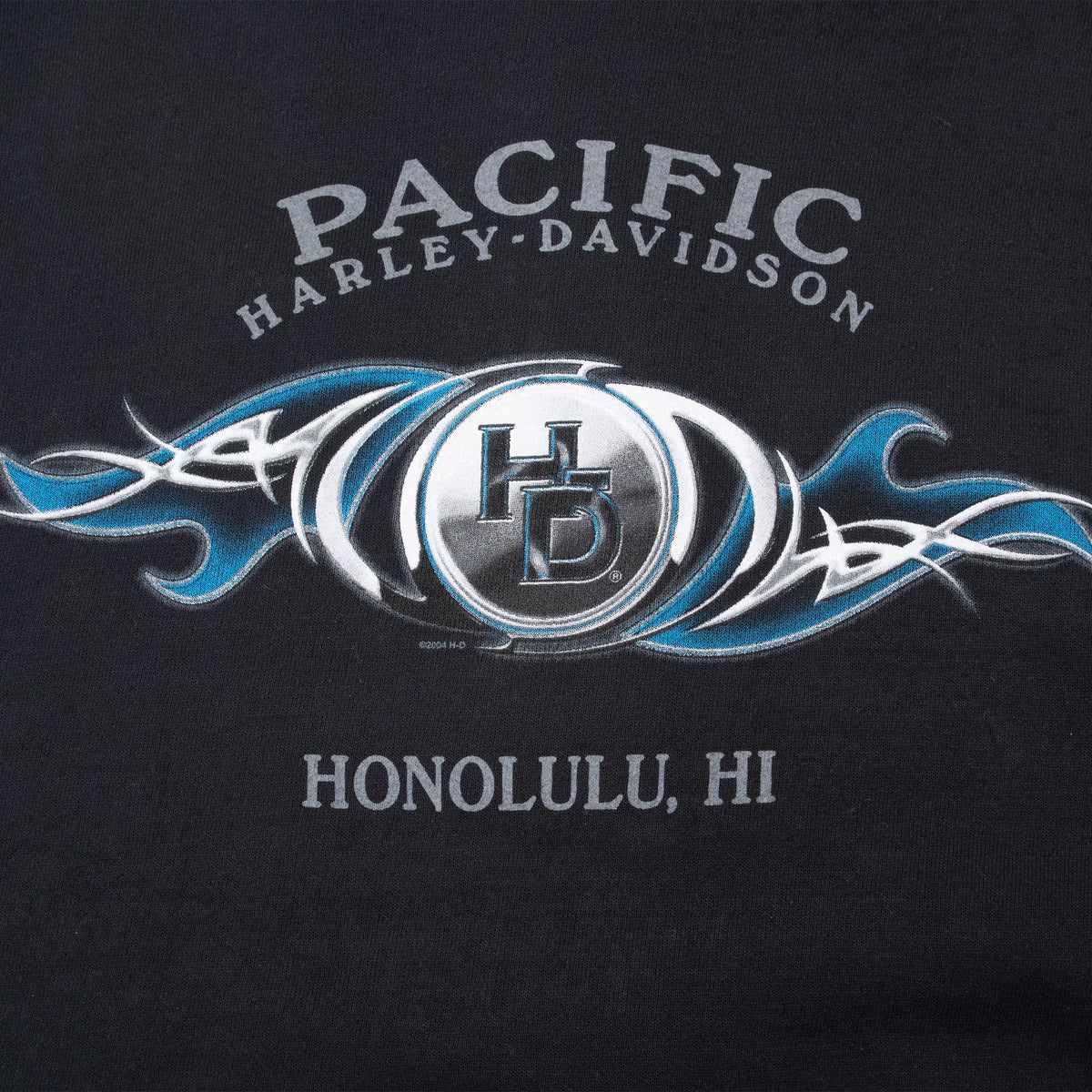 Vintage Harley Davidson Honolulu Hawaii Full Zip Black Hoodie Flaming Sleeve Sweatshirt 2004 Size Medium