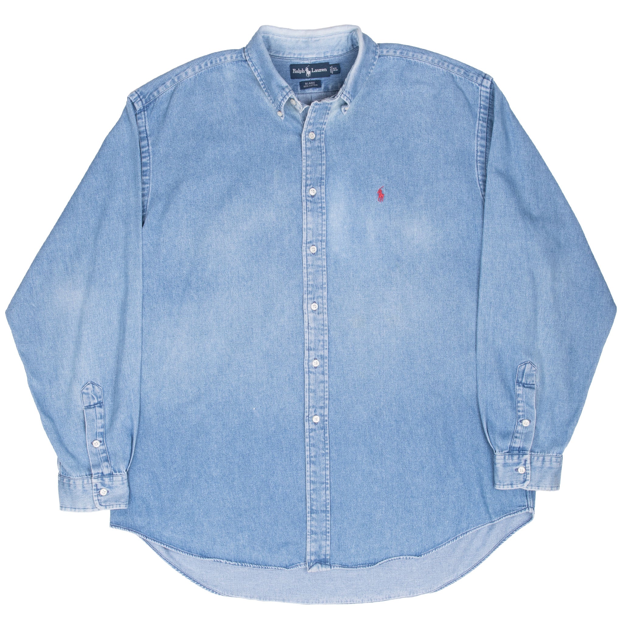 Vintage Polo Ralph Lauren Blue Denim Shirt 1990S Size XL