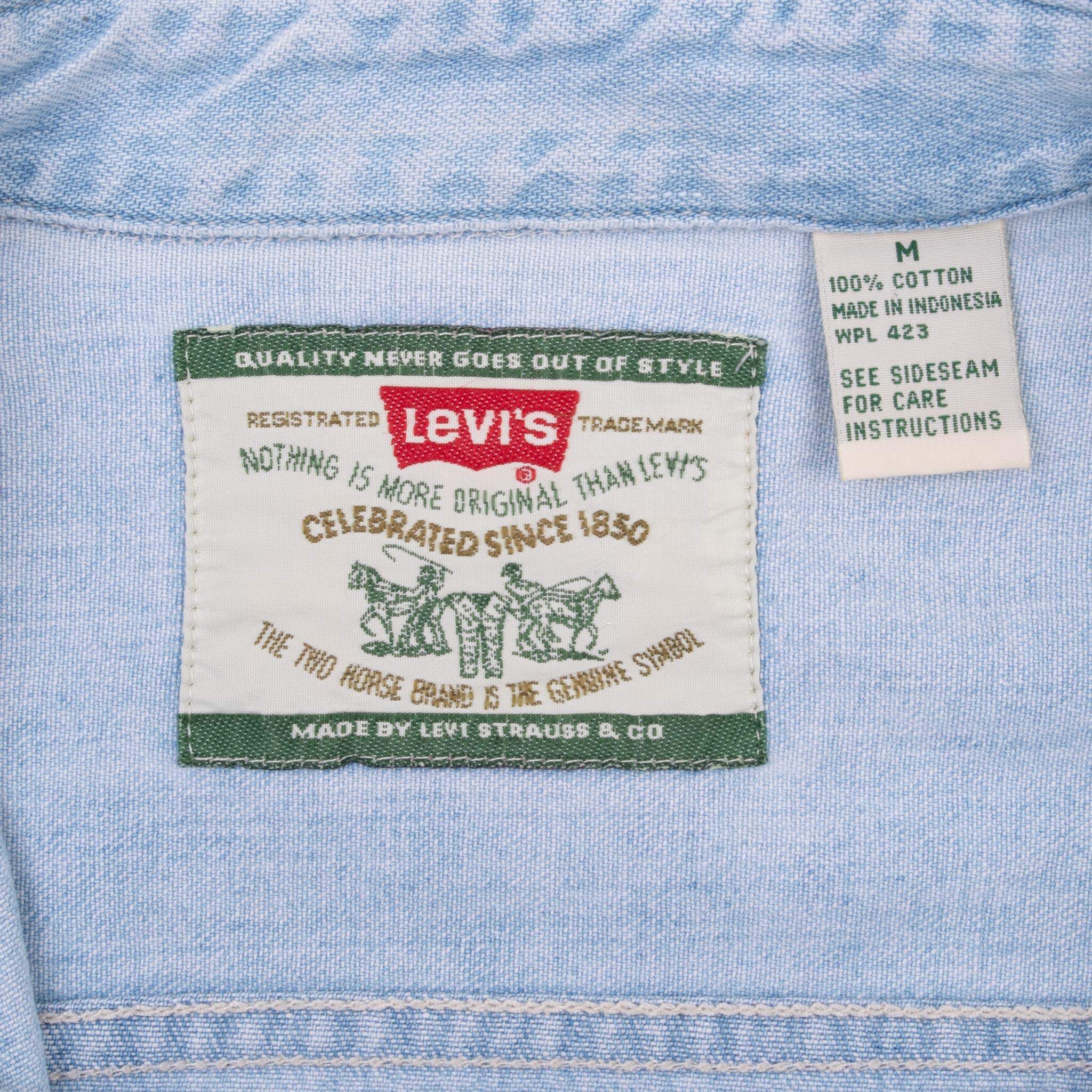 Vintage Levis Blue Real Indigo Pocket Denim Shirt 1990S Size Medium