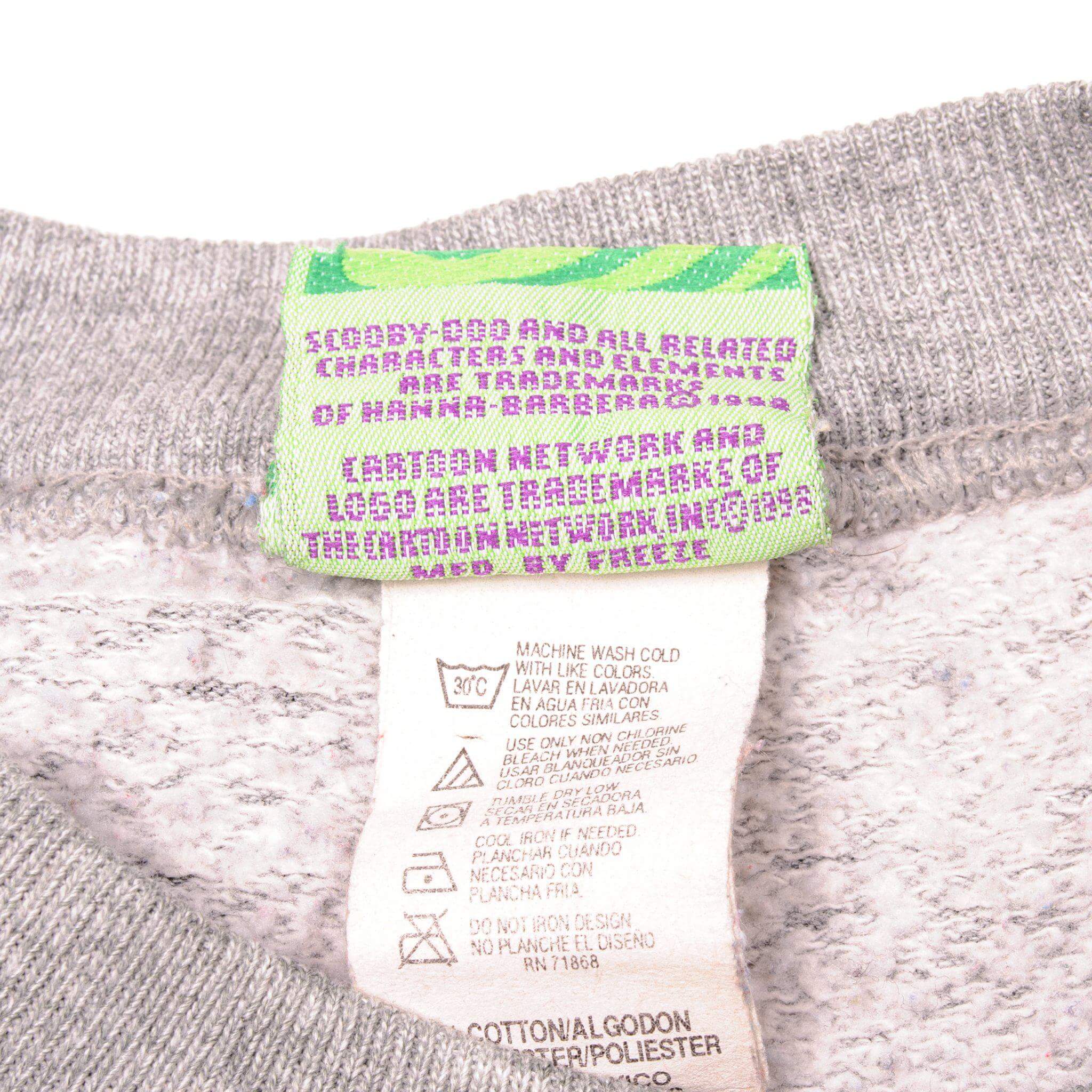 Reverse of Scooby-Doo neck label with copyright and care tags