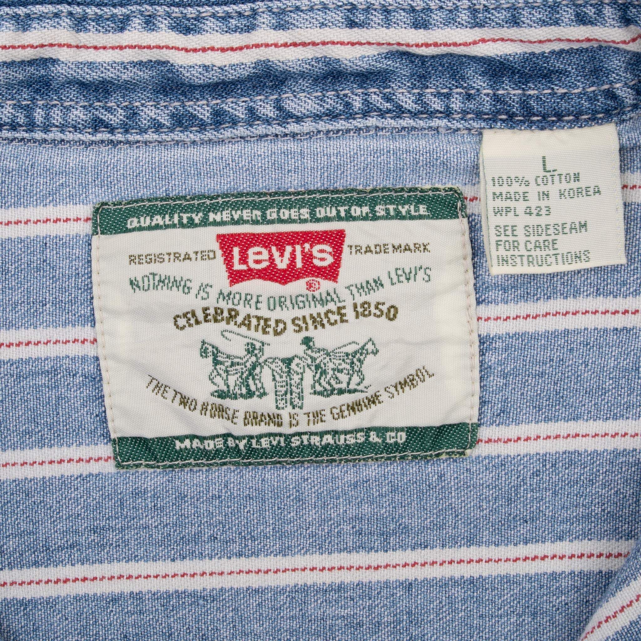 Vintage Levis Red Line Blue Pocket Denim Shirt 1990S Size Large