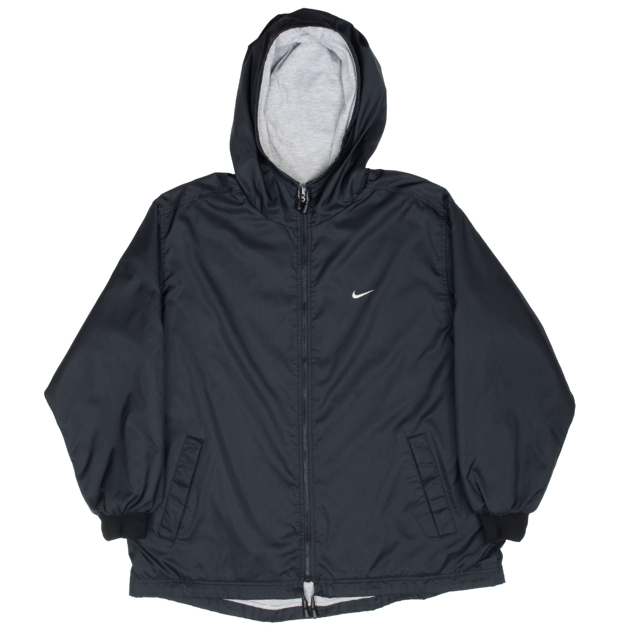 Vintage Nike Classic Swoosh Black Windbreaker Jacket 1990S Size XL (16-18) Youth