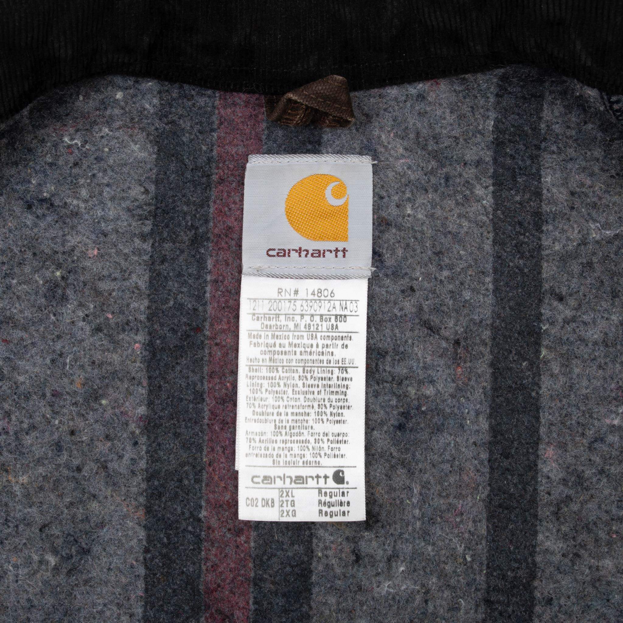 Vintage Carhartt Exxon Mobil Michigan Style Blanket Lined Brown Jacket C02DKB 1990S Size 2XL