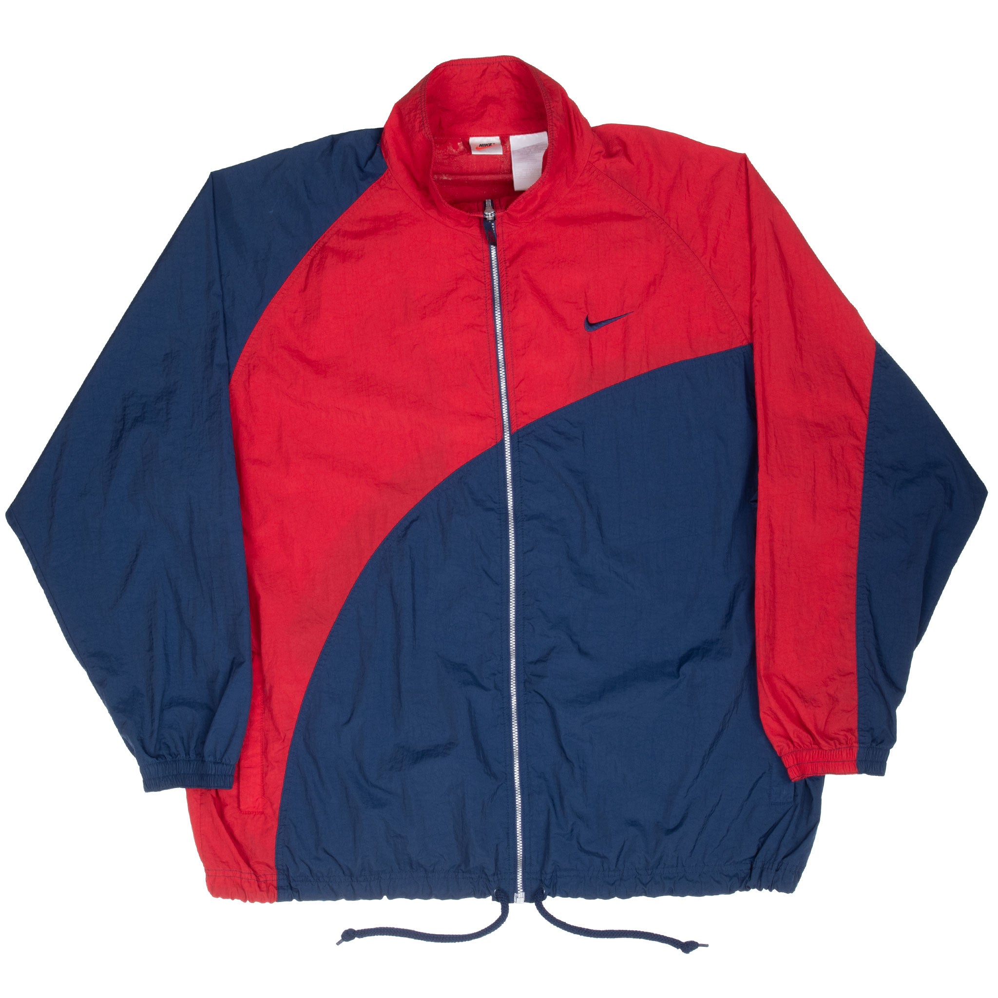 Vintage Nike Classic Swoosh Blue Red 1990S Windbreaker Jacket Size 2XL