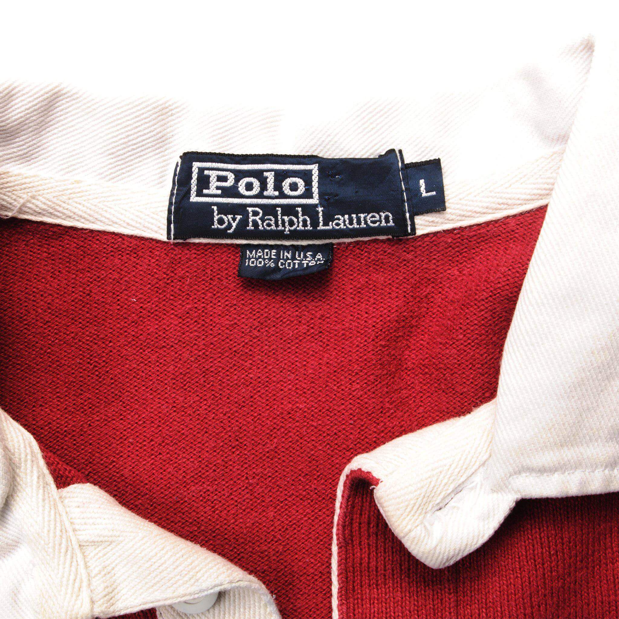 VINTAGE POLO RALPH LAUREN STRIPED POLO SHIRT 1990S SIZE LARGE MADE IN USA