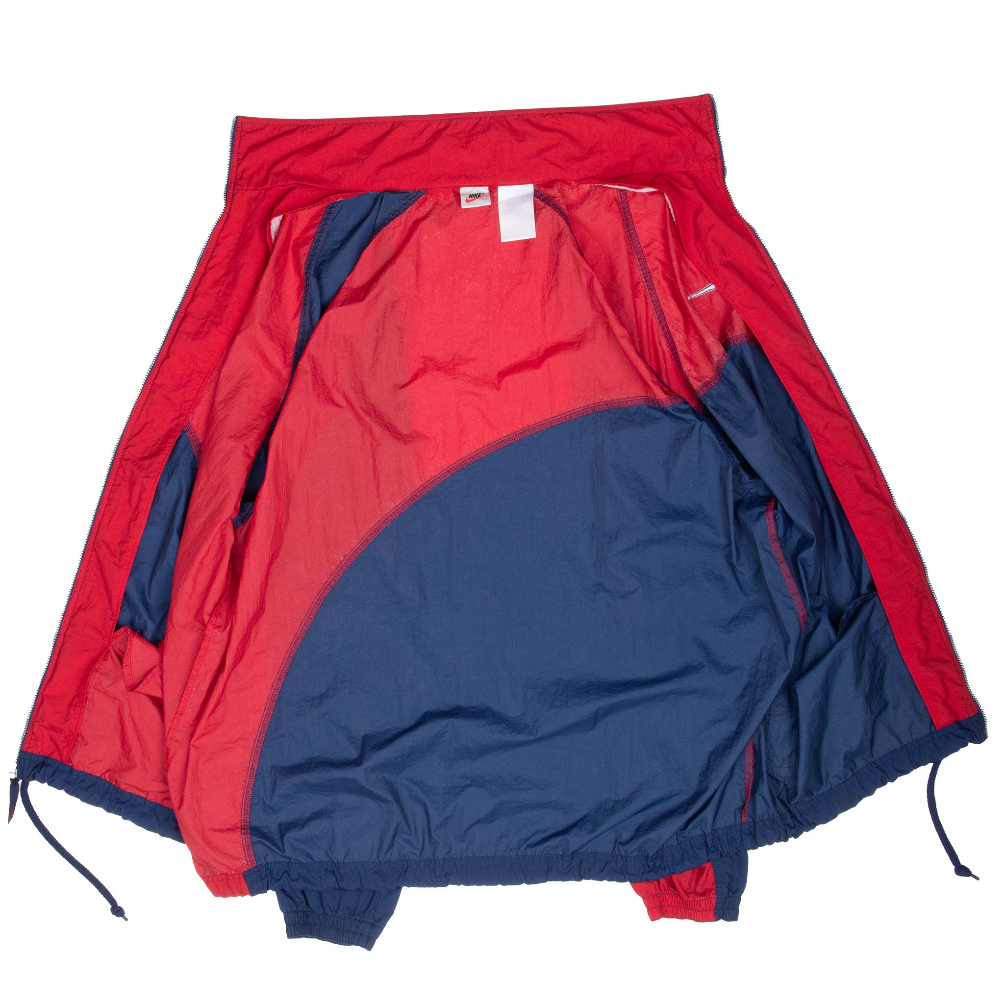 Vintage Nike Classic Swoosh Blue Red 1990S Windbreaker Jacket Size 2XL