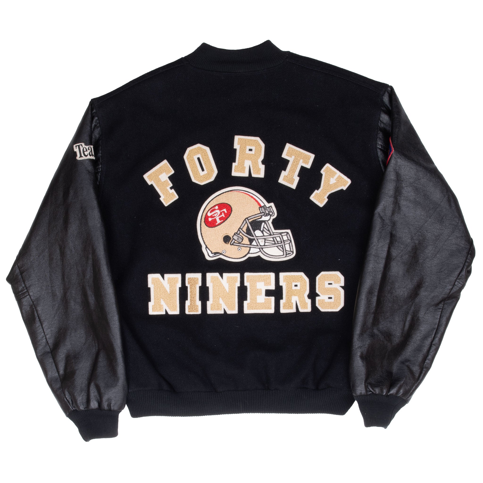 Vintage Nfl San Francisco 49Ers Chalk Line Wool Leather Bomber Varsity Jacket Size 2XL 1980S Made In USA