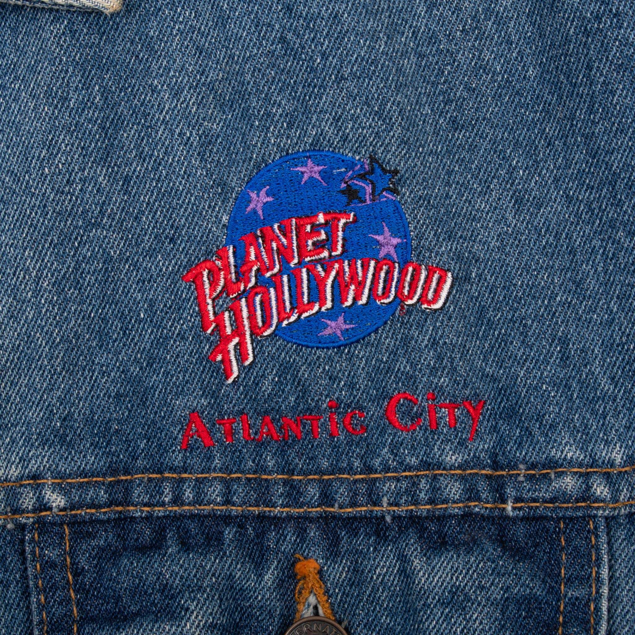 Vintage Planet Hollywood Atlantic City Denim Jacket 1990S Size Large