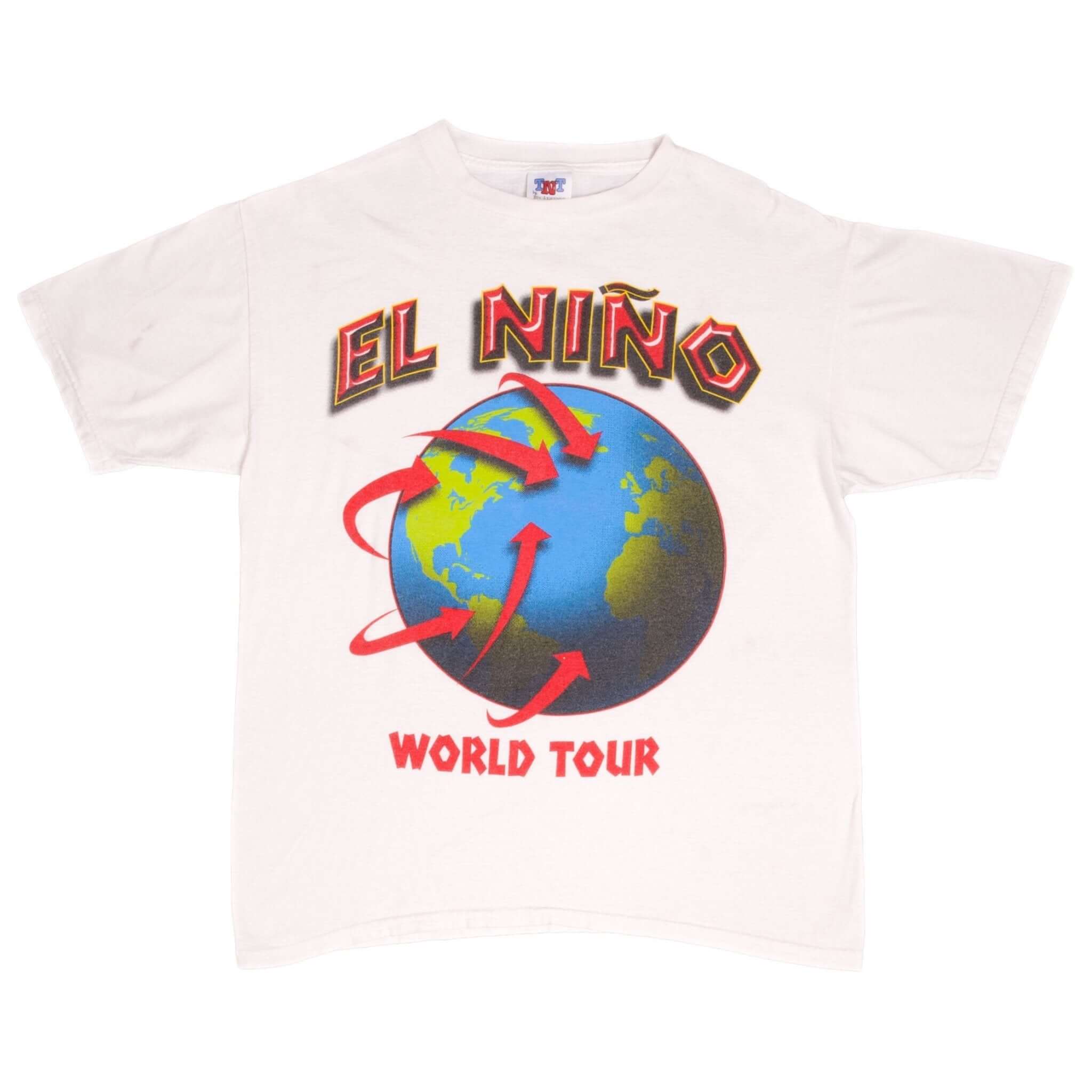 Vintage El Niño And La Niña World Weather Climate Patern Tee Shirt 1990S Size Large