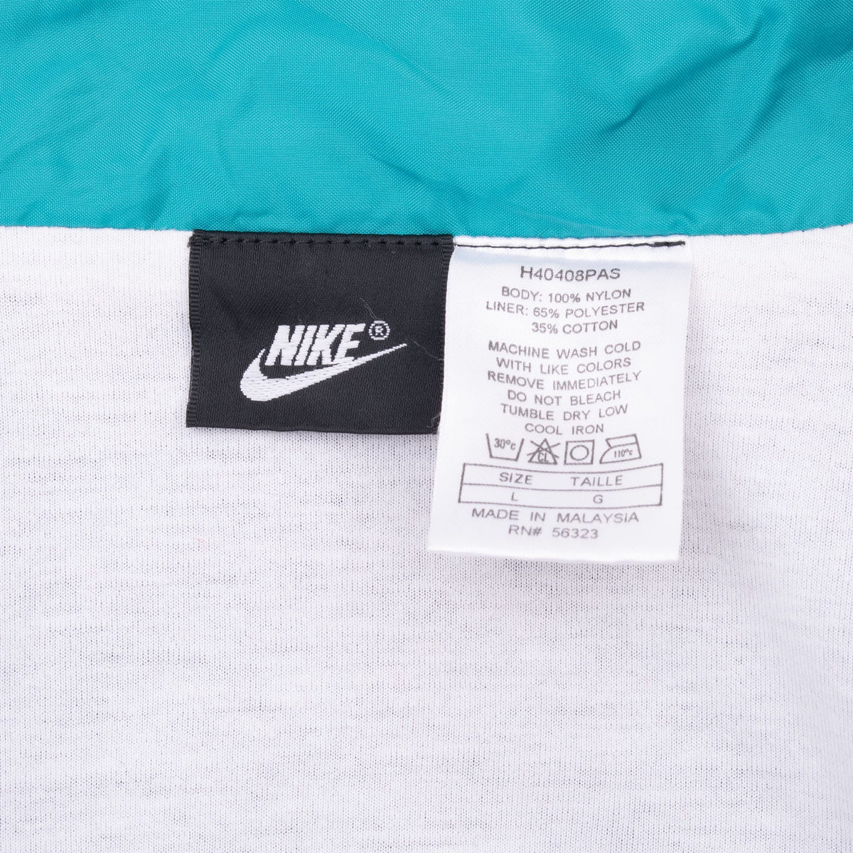 Vintage Nike Teal Blue Windbreaker Jacket Early 1990S Size Large
