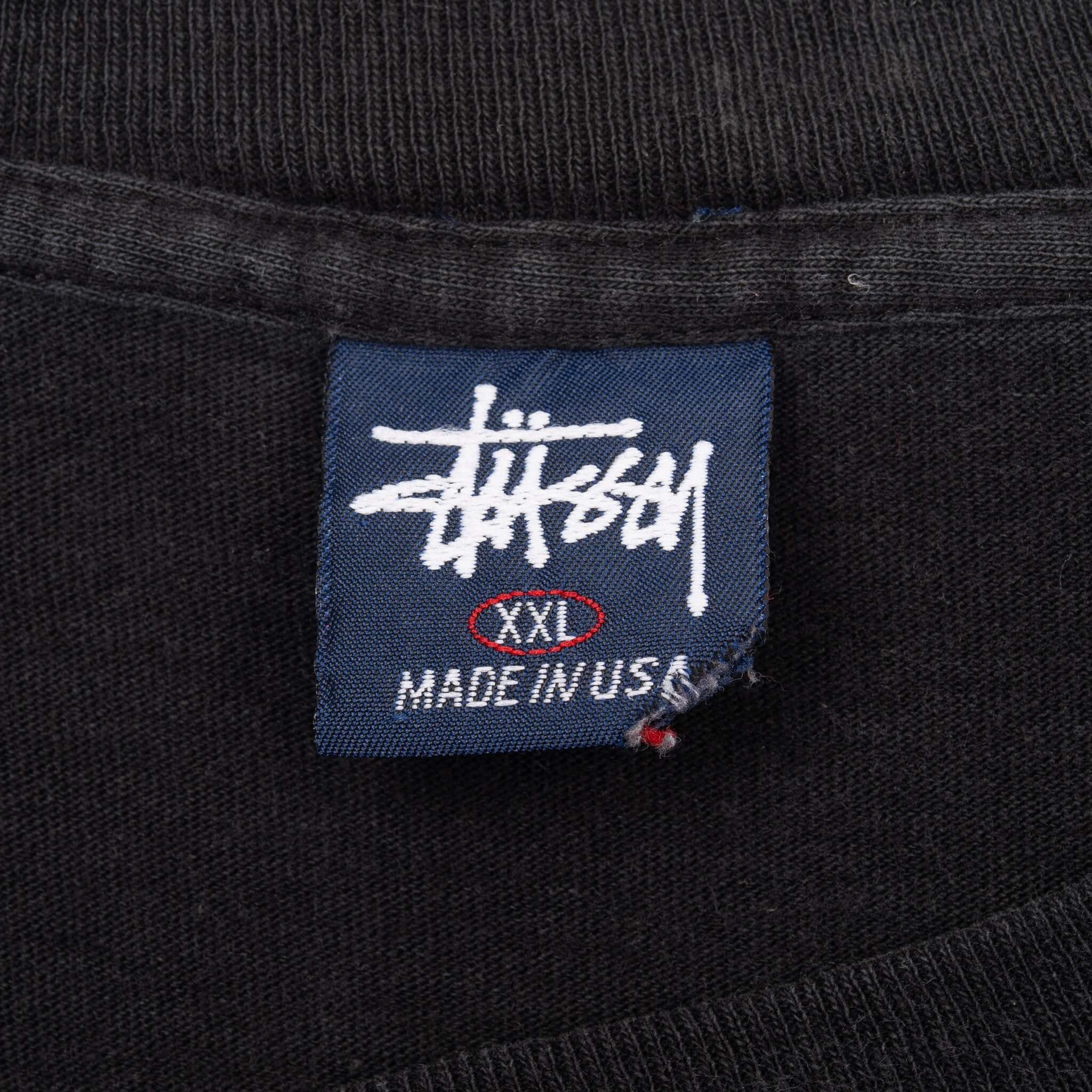 Vintage Stussy Black Tee Shirt 1990S Size 2XL Made In Usa