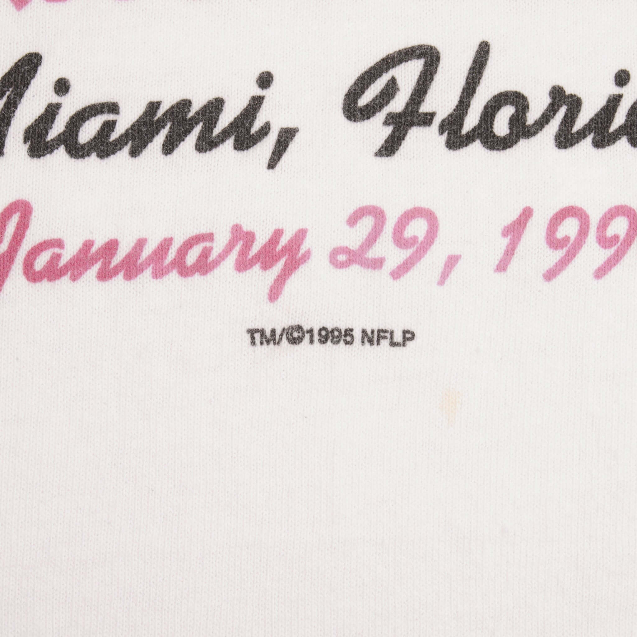 VINTAGE NFL CHARGERS VS 49ERS SUPER BOWL TEE SHIRT 1995 SIZE XL MADE IN USA