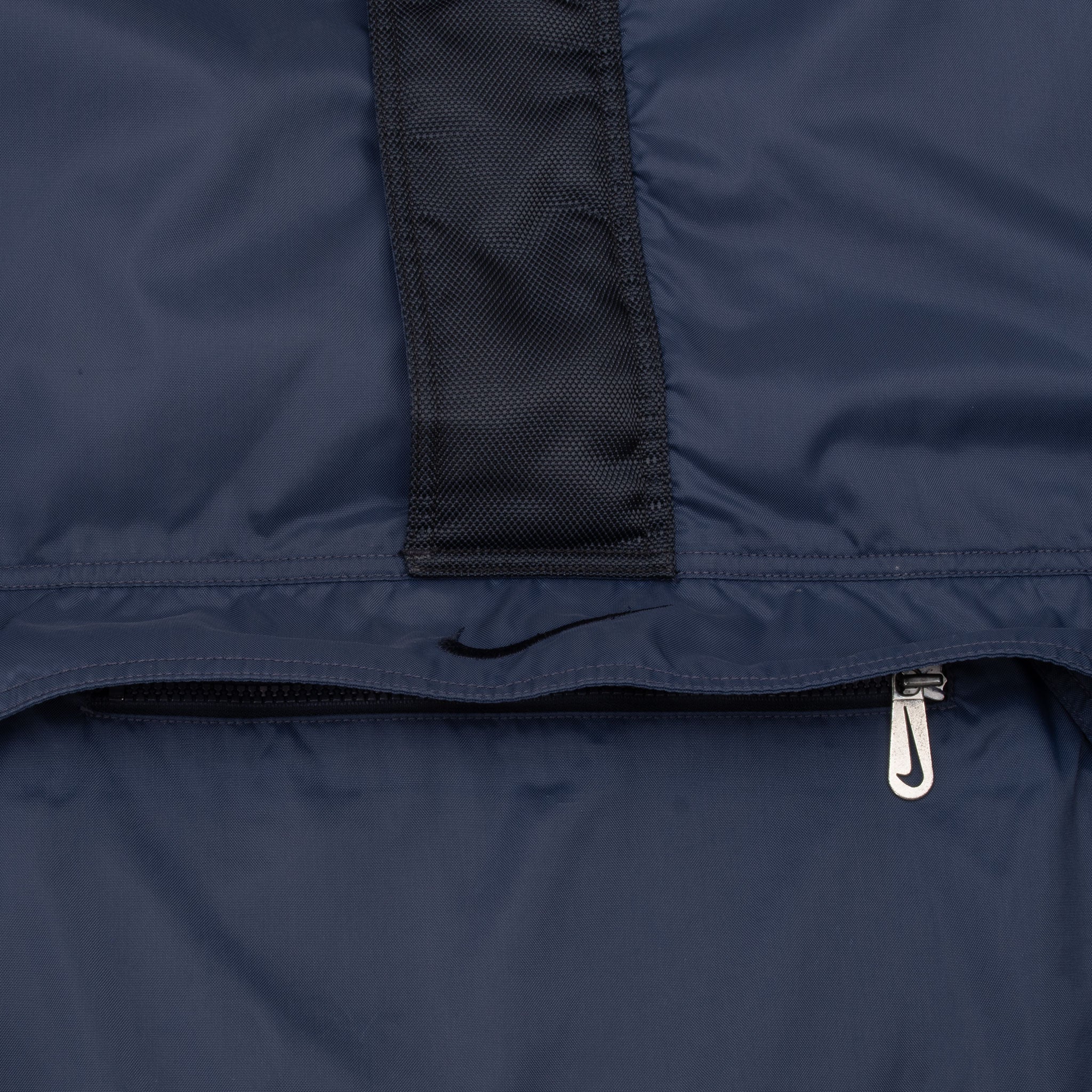 VINTAGE NIKE BIG SWOOSH BLUE HEAVY WINDBREAKER PULLOVER JACKET 1990S MEDIUM