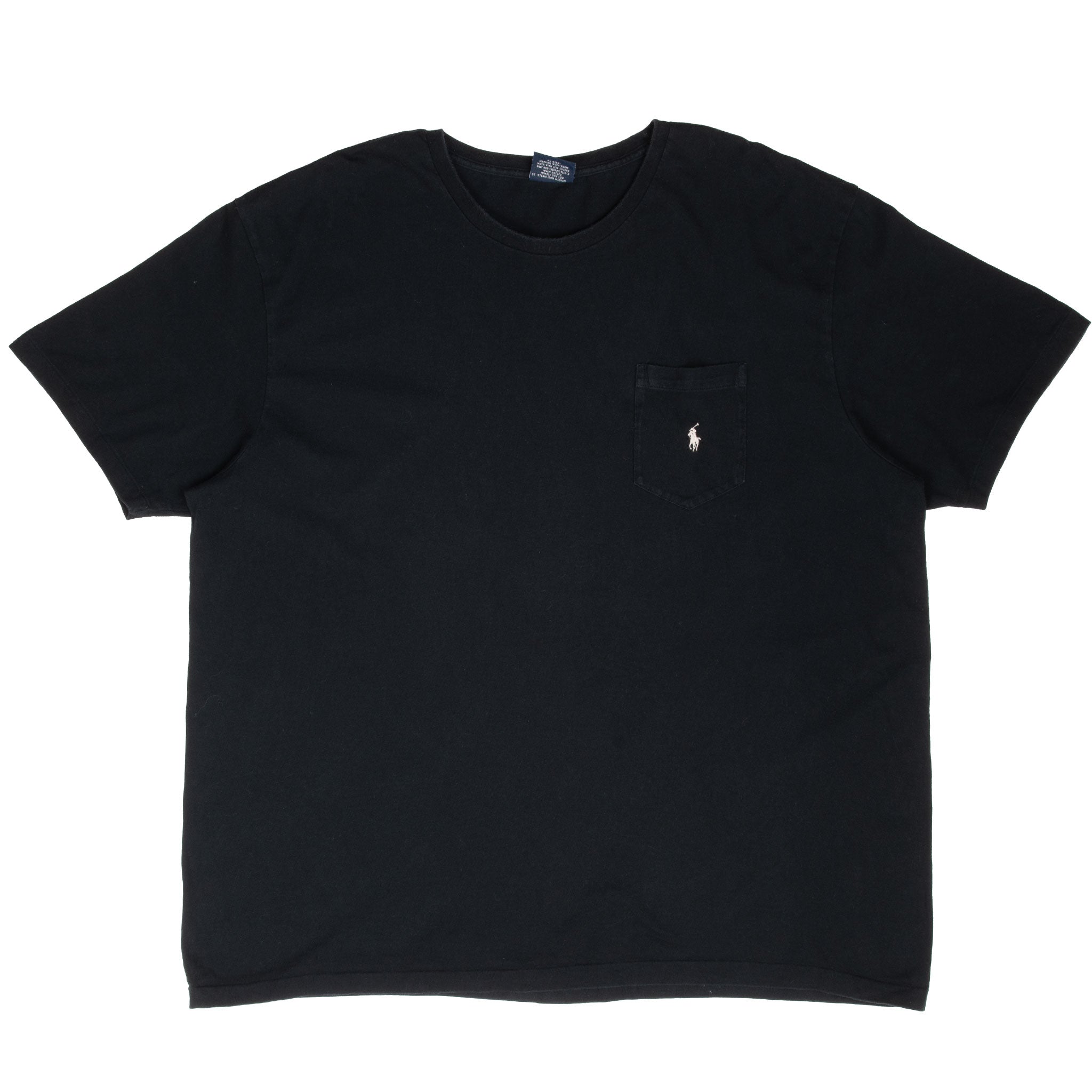 VINTAGE POLO RALPH LAUREN CLASSIC BLACK POCKET TEE SHIRT 1990S 2XL MADE IN USA
