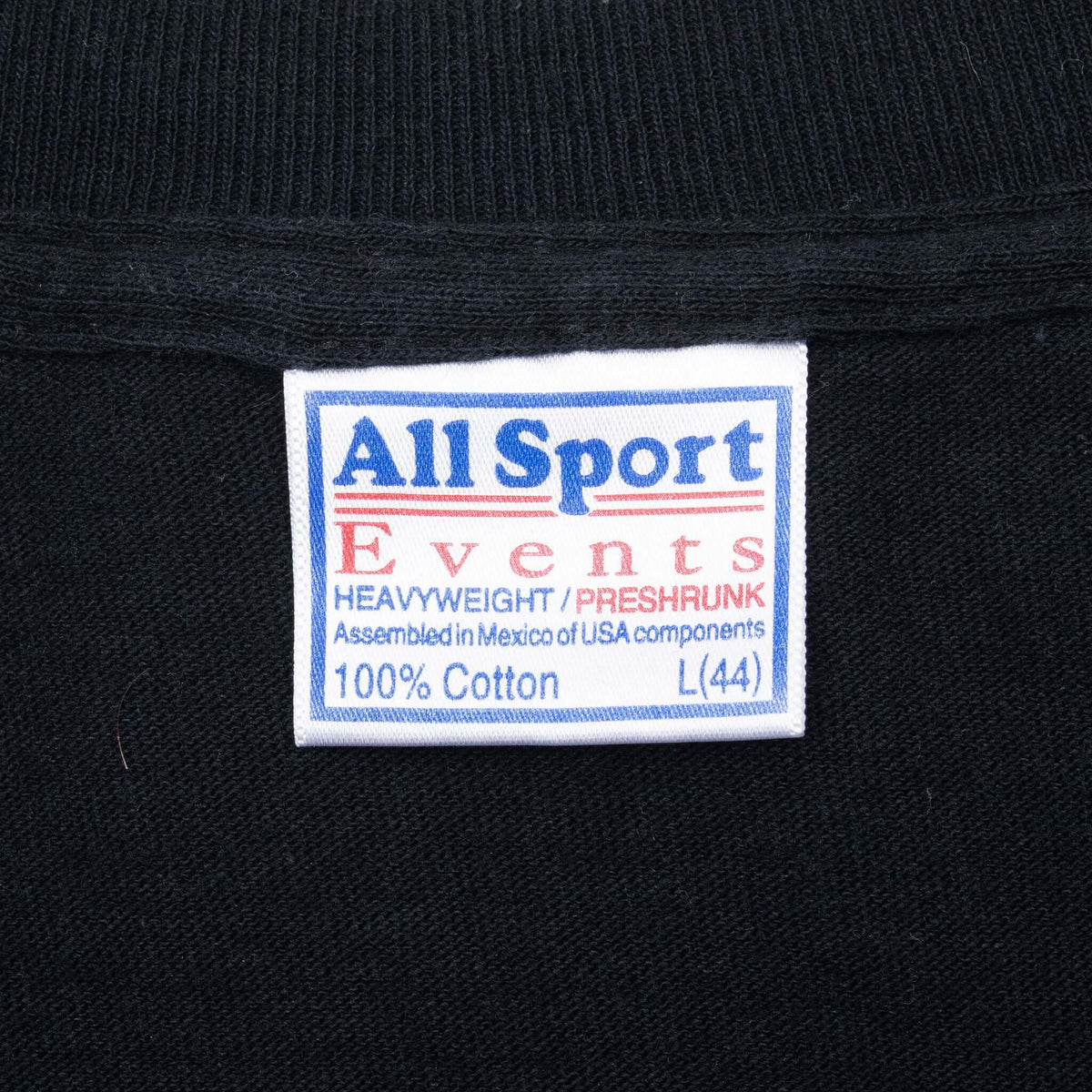 AllSport Events neck tag on Tim McGraw T-shirt, marked large and 100% cotton