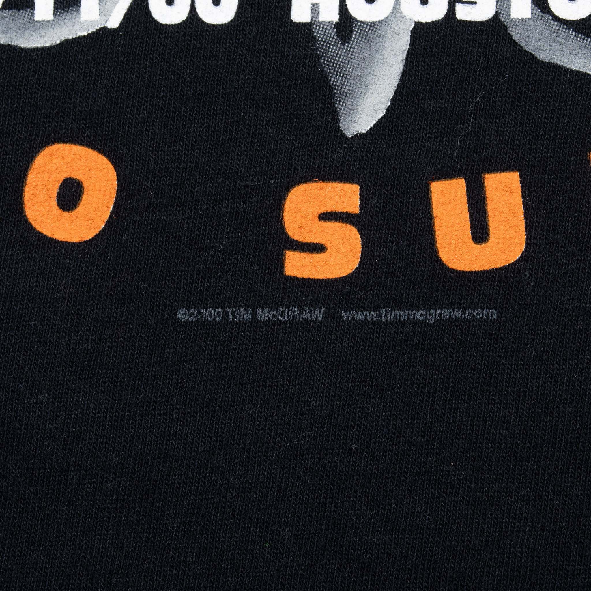 Close-up of copyright text and timmcgraw.com beneath the back print