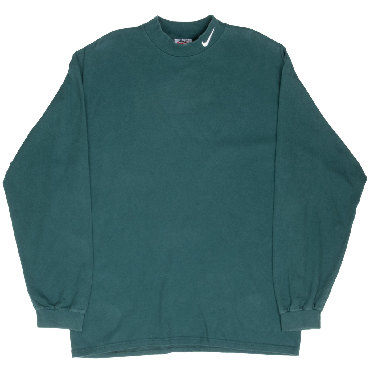VINTAGE NIKE LONG SLEEVE TURTLE NECK GREEN TEE SHIRT 1990S LARGE MADE IN USA