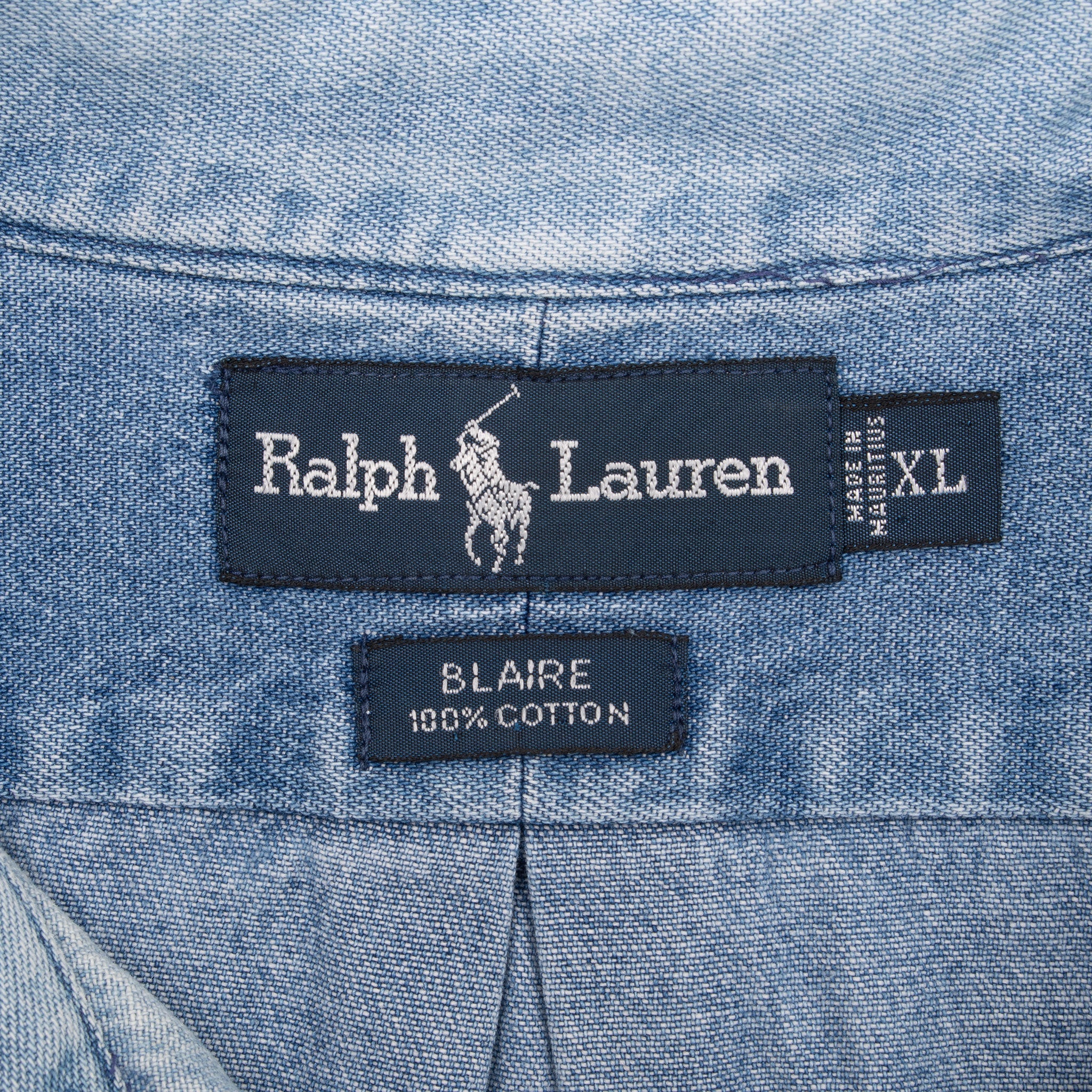 Vintage Polo Ralph Lauren Blue Denim Shirt 1990S Size XL
