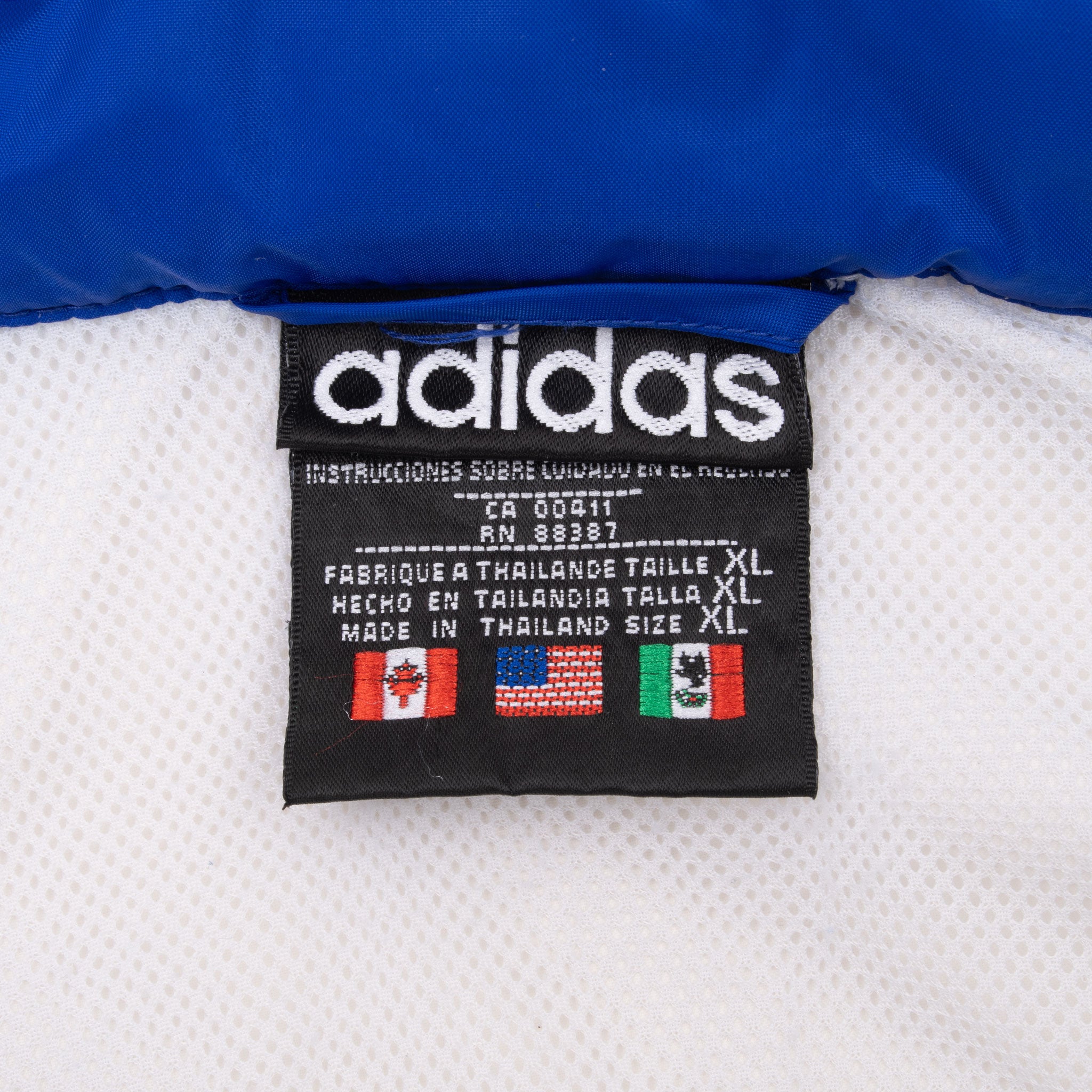 Vintage Adidas Blue White Black 1990S Windbreaker Jacket Size XL