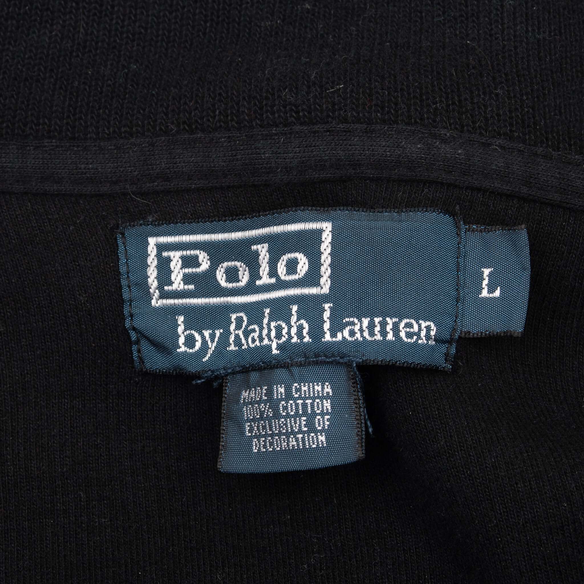 Vintage Polo Ralph Lauren Black Quarter 1/4 Zip Sweater 1990S Size Large