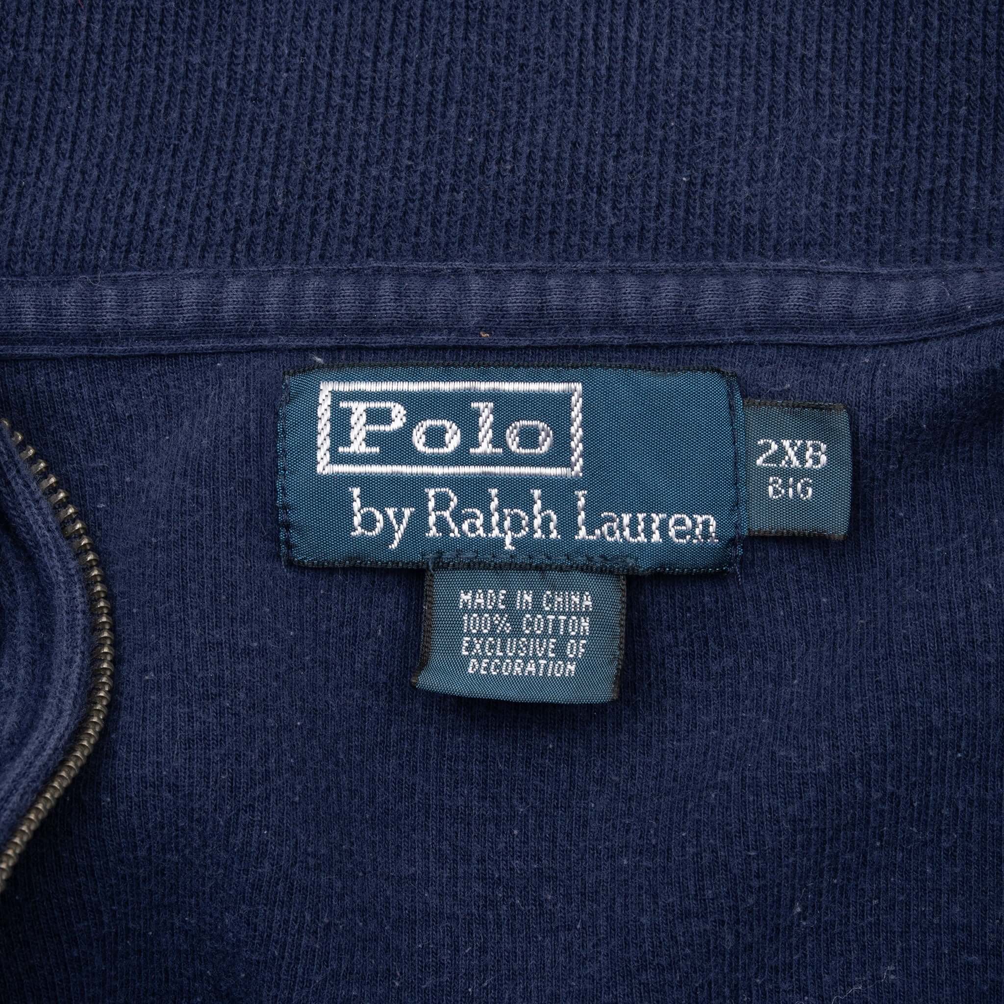 Vintage Polo Ralph Lauren Navy Blue Quarter 1/4 Zip Sweater 1990S Size 2XL Big