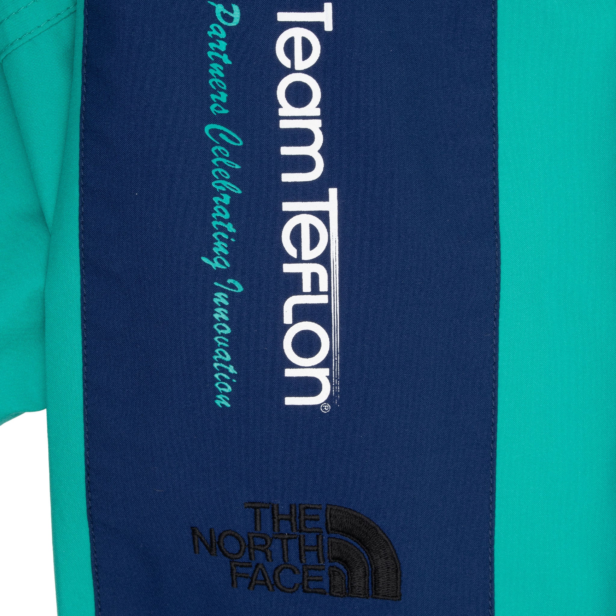 Vintage The North Face Goretex Teal Team Teflon Packable Hood Windbreaker Jacket 1990S Size Large Made In USA