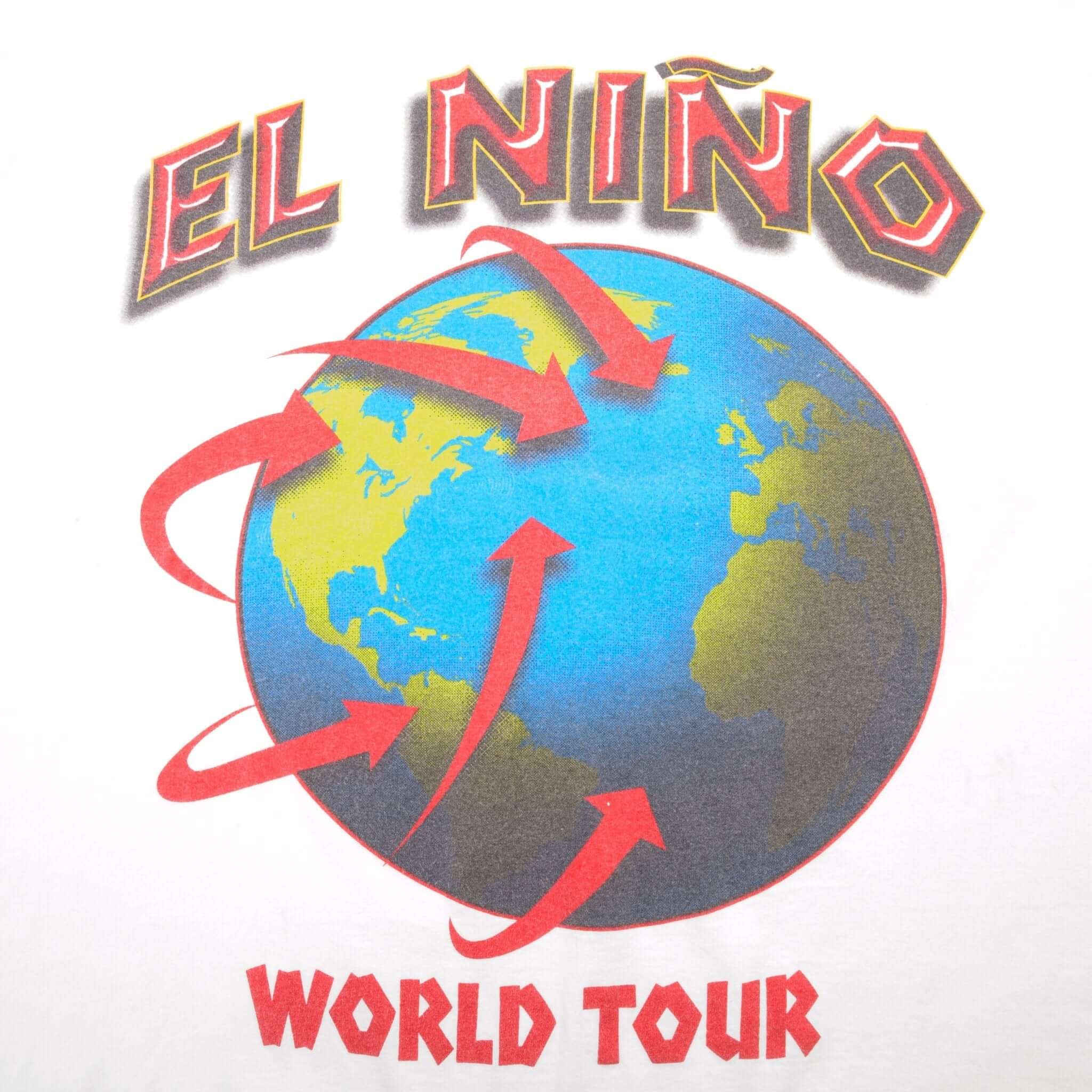 Vintage El Niño And La Niña World Weather Climate Patern Tee Shirt 1990S Size Large