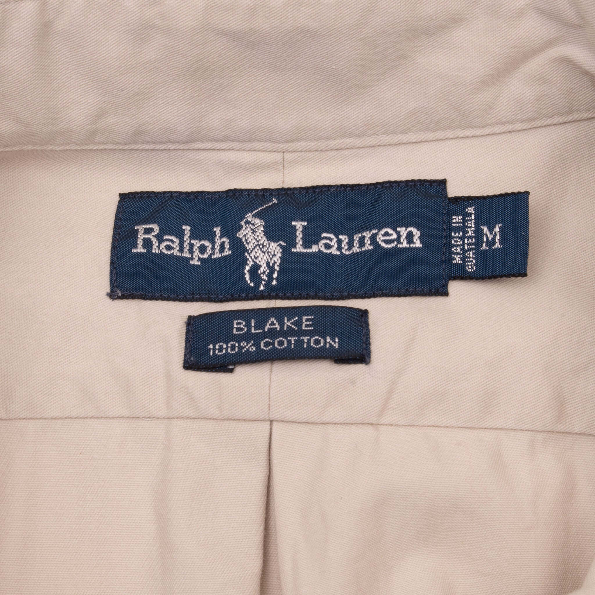 Vintage Ralph Lauren Beige Shirt 1990S Size Medium
