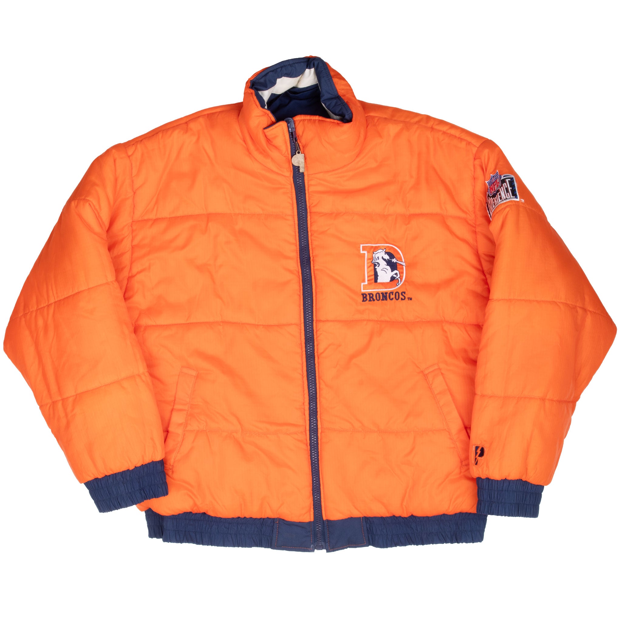 Vintage Nfl Denver Broncos Pro Player Reversible Heavy Windbreaker Jacket 1990S Size Large