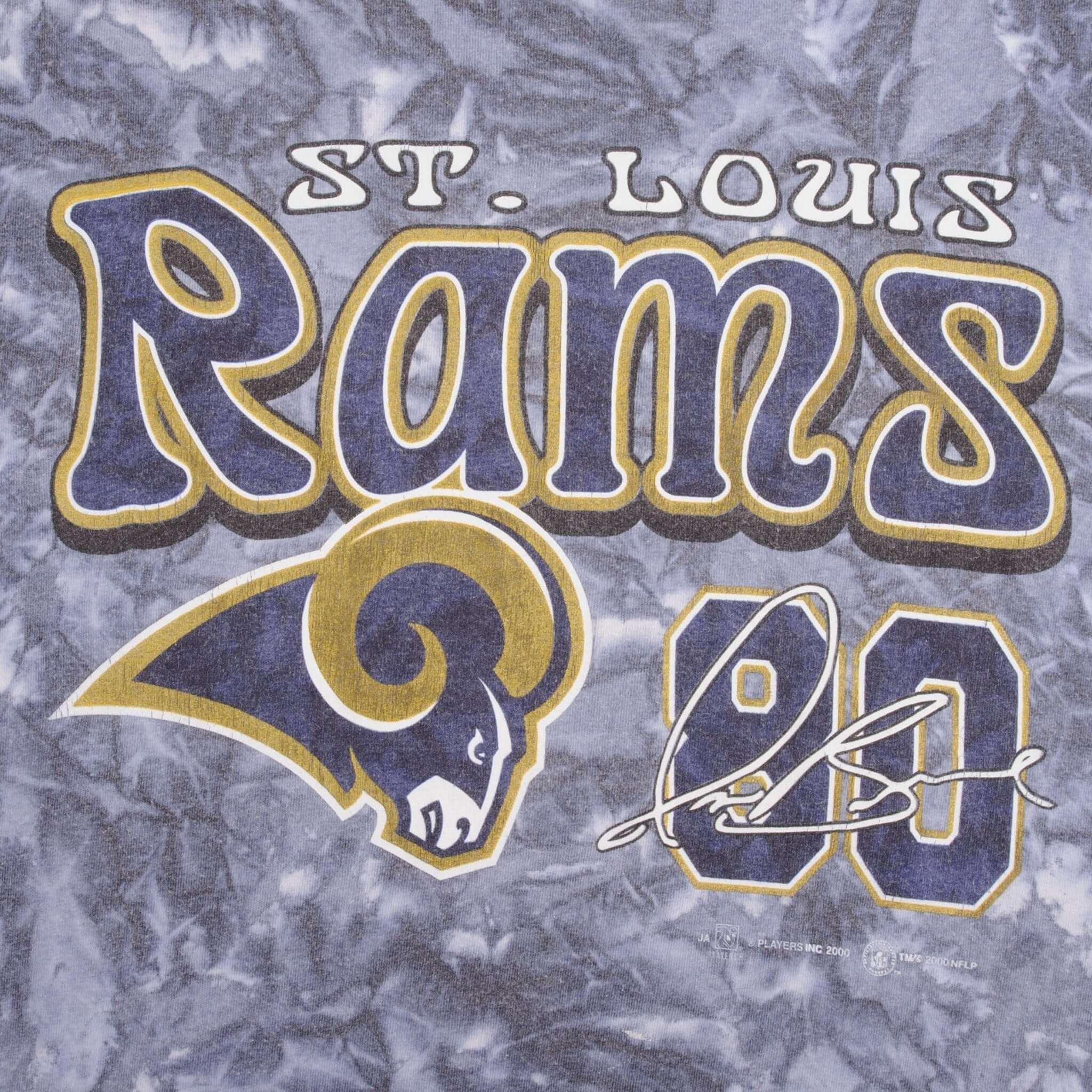 Vintage NFL Saint Louis Rams Isaac Bruce #80 Tie Die Tee Shirt 2000 Size Medium