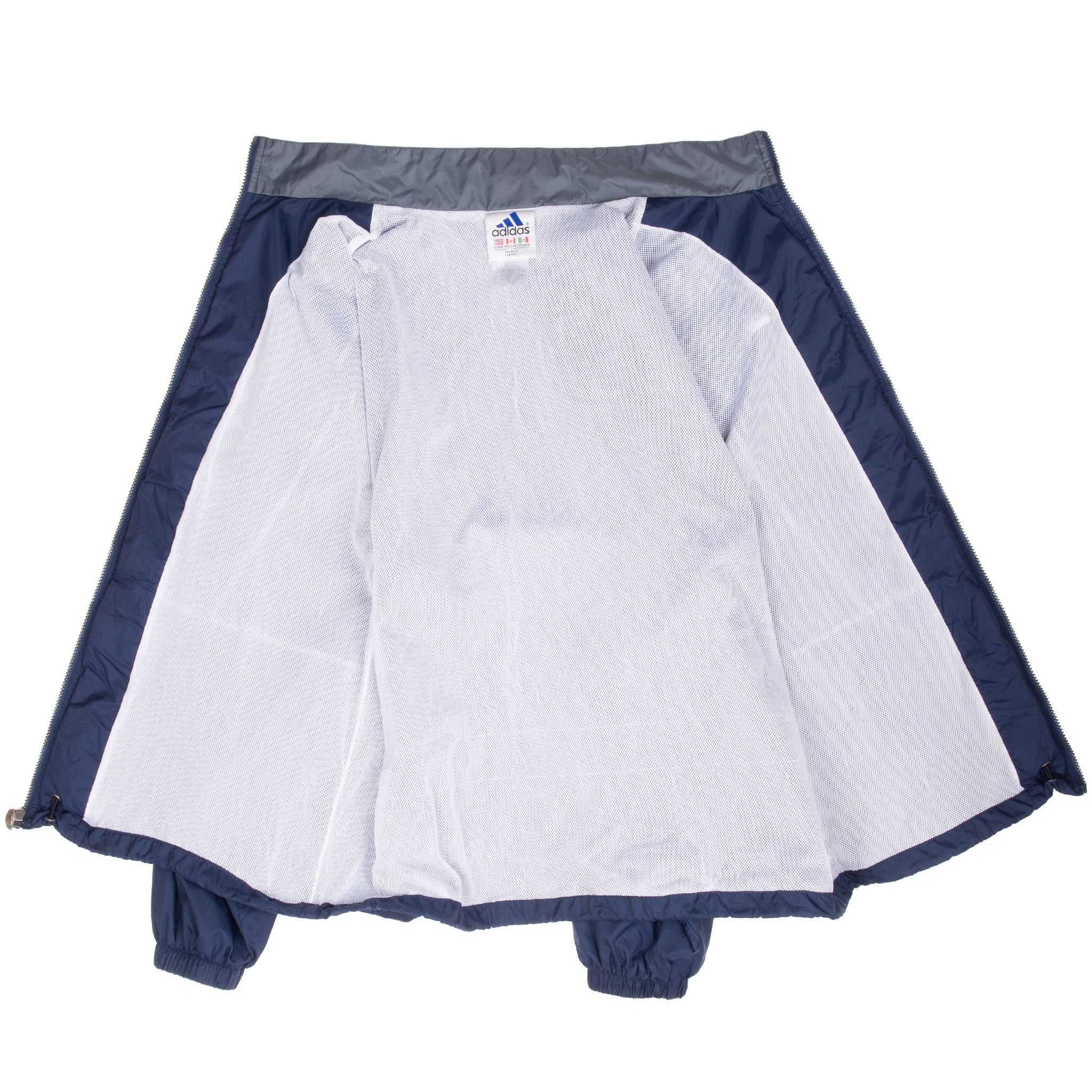 Vintage Adidas 3 Stripes Blue Windbreaker Jacket 1990S Size Xl