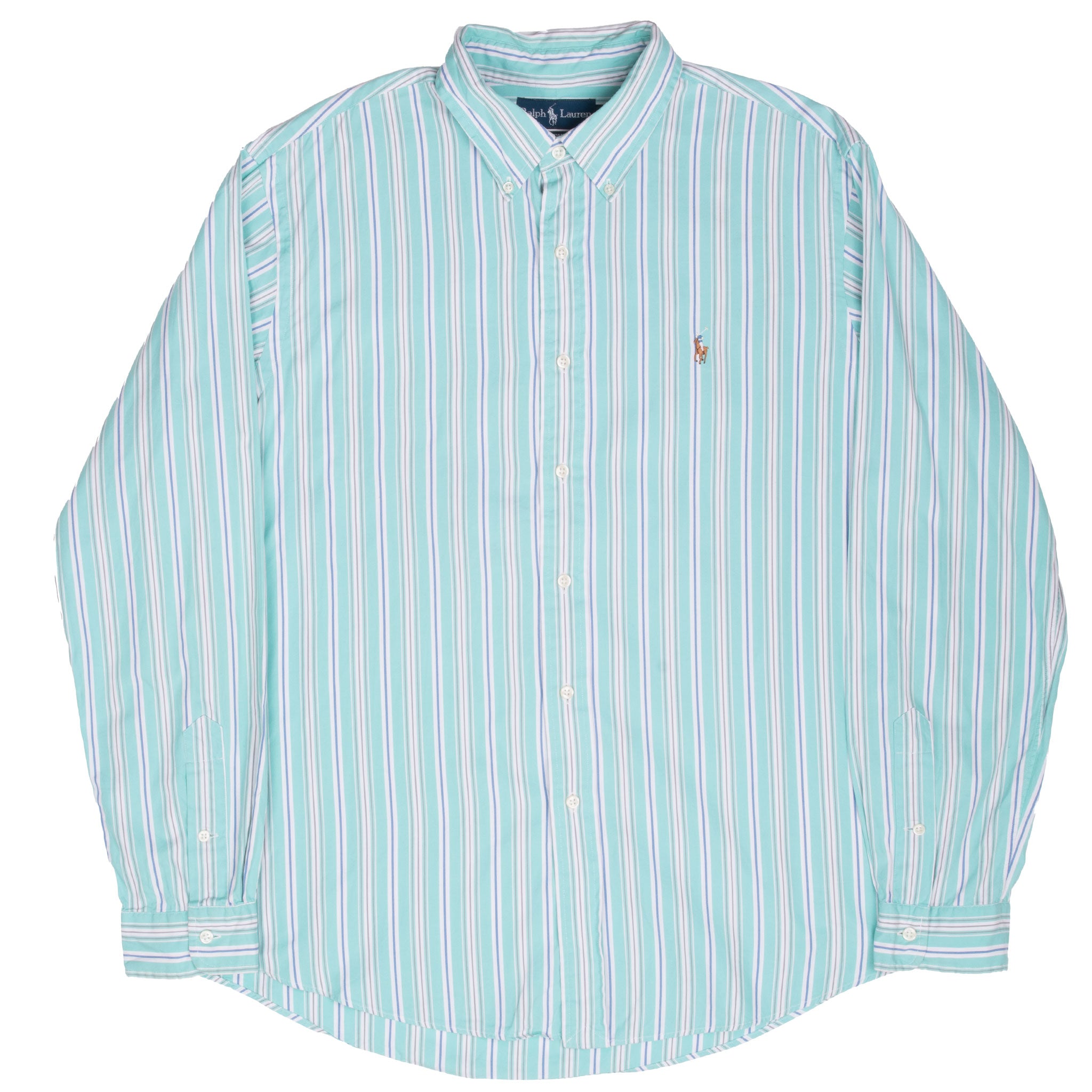 Vintage Ralph Lauren Classic Striped Turquoise Shirt 1990S Size XL