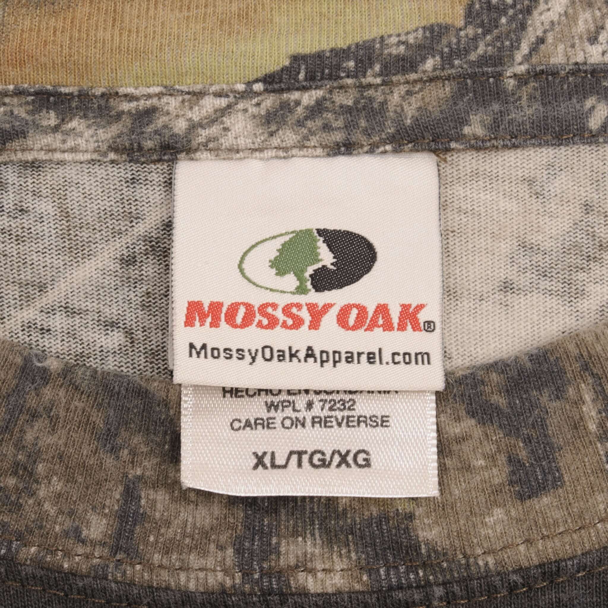 Vintage Hunting Mossy Oak Camo Long Sleeve Pocket Tee Shirt Size XL