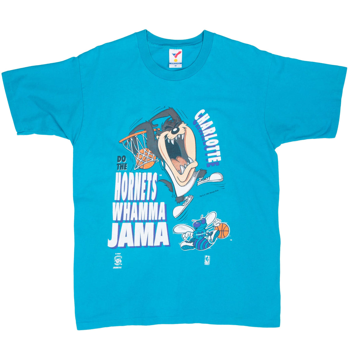 Vintage Nba Charlotte Hornets Looney Tunes Taz Tee Shirt 1993 Size Large Made In Usa With Single Stitch Sleeves
