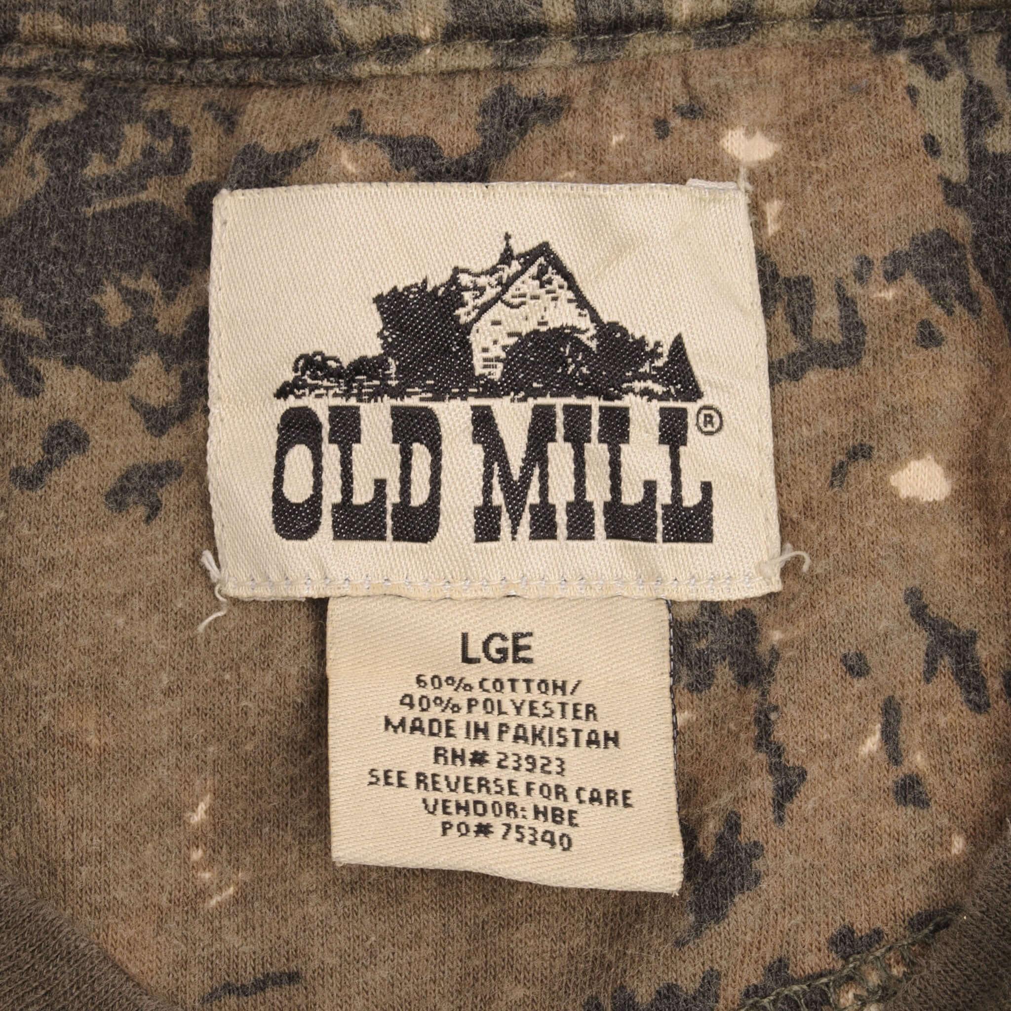 Vintage Hunting Camo Long Sleeve Pocket Tee Shirt Size Large