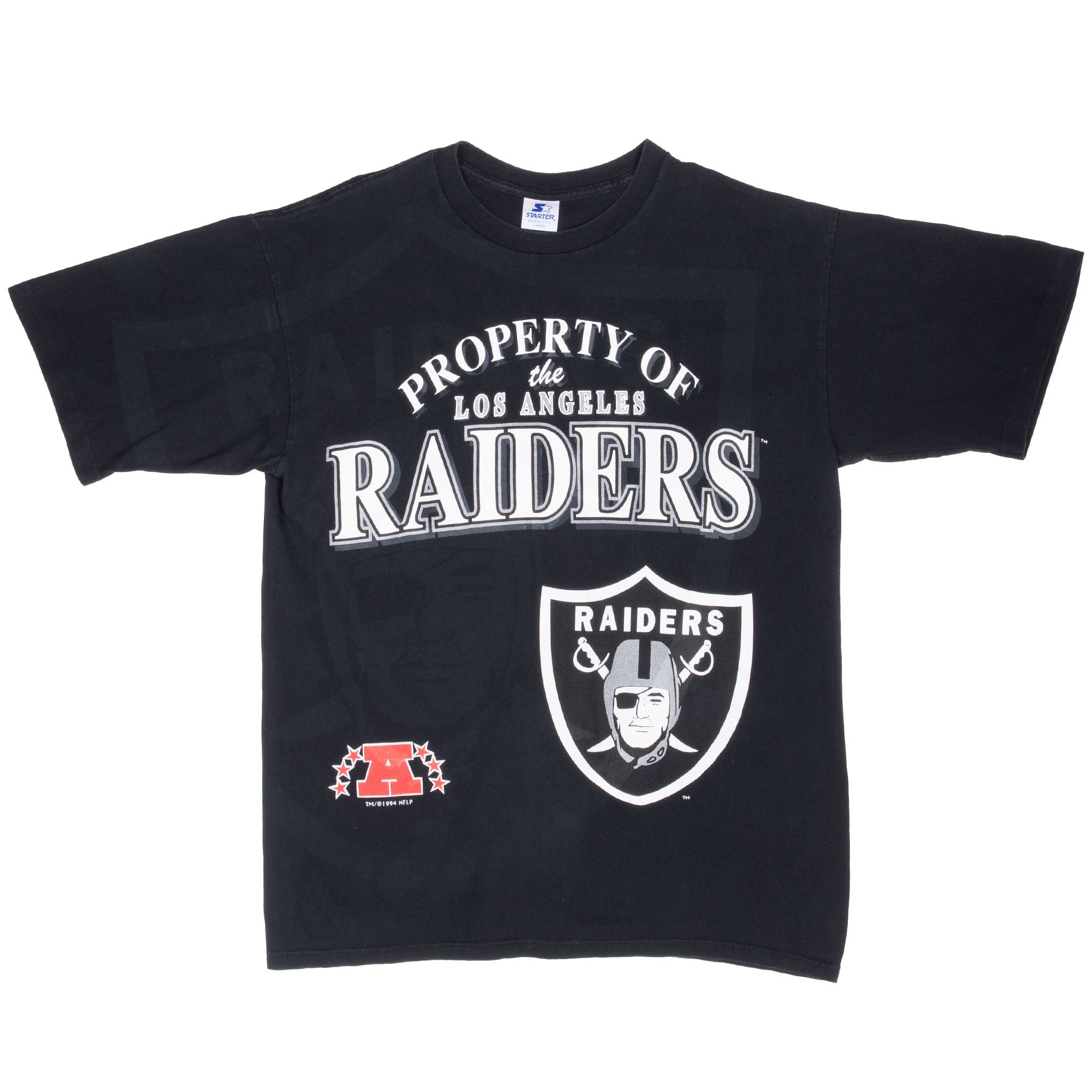 Vintage Nfl Los Angeles Raiders Black Tee Shirt 1990S Size XL Made In Usa