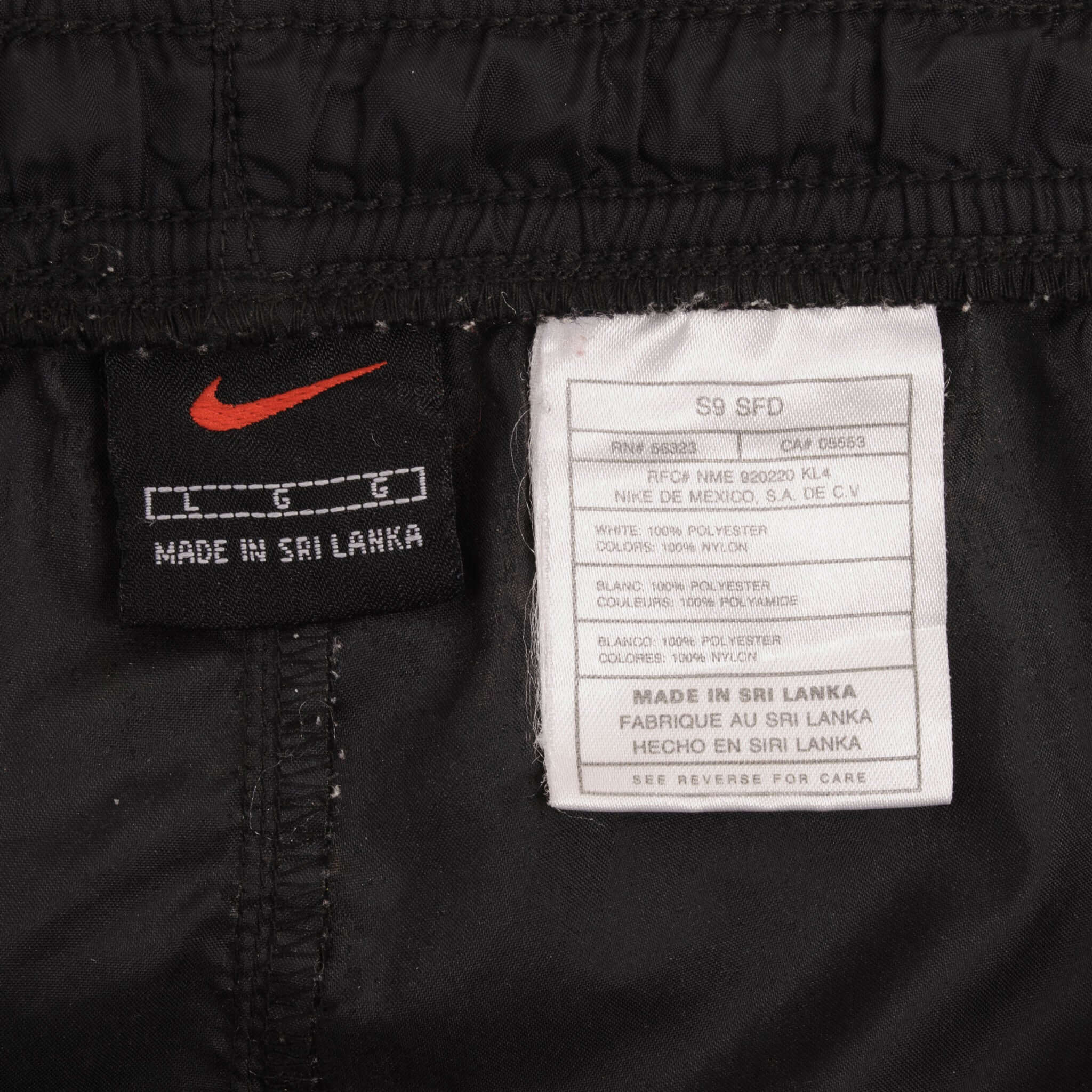 Vintage Nike Classic Swoosh Black Nylon Track Pants 1990S Size Large