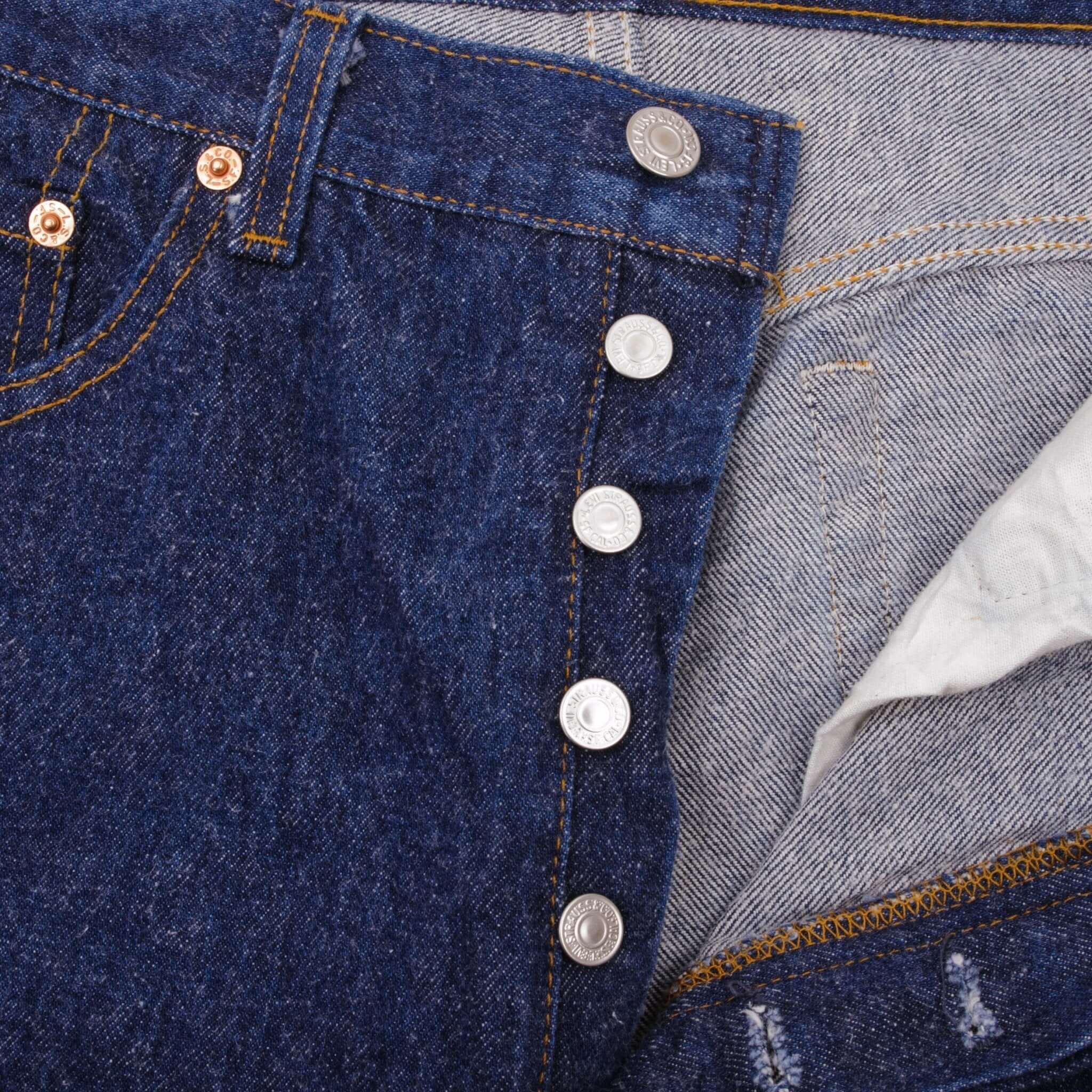 Beautiful Indigo Levis 501 Jeans 1980s Made in USA with Very Dark Wash Size on tag 35X30 Actual Size 32X28 Back Button #552