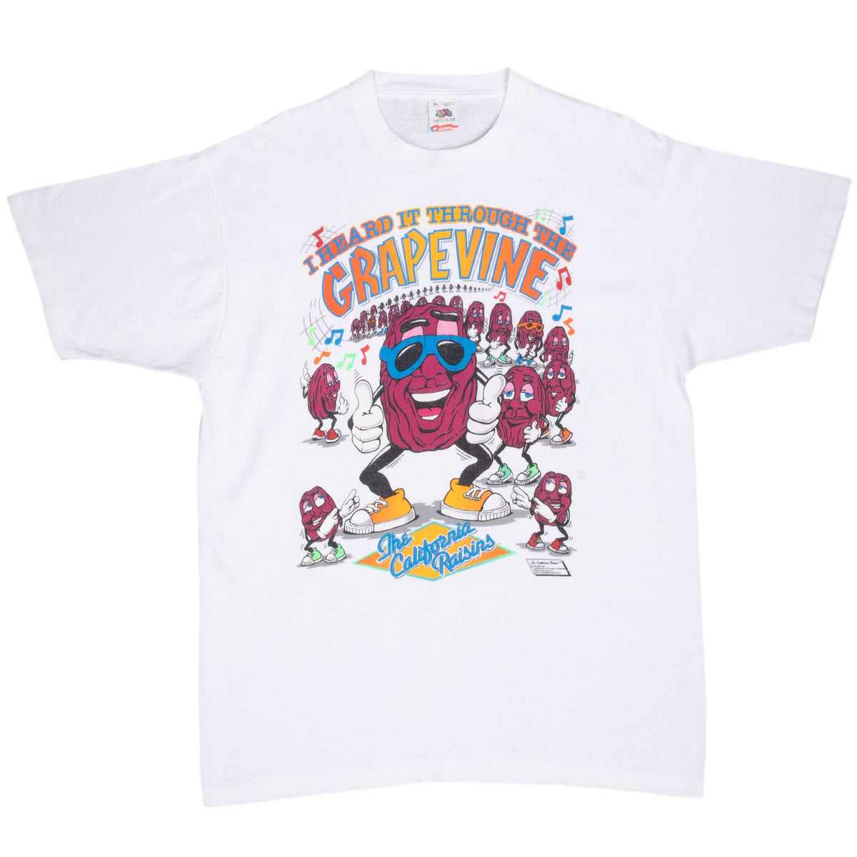 Vintage The California Raisins Grapevine Tee Shirt 1987 Size Xl Made In Usa With Single Stitch Sleeves