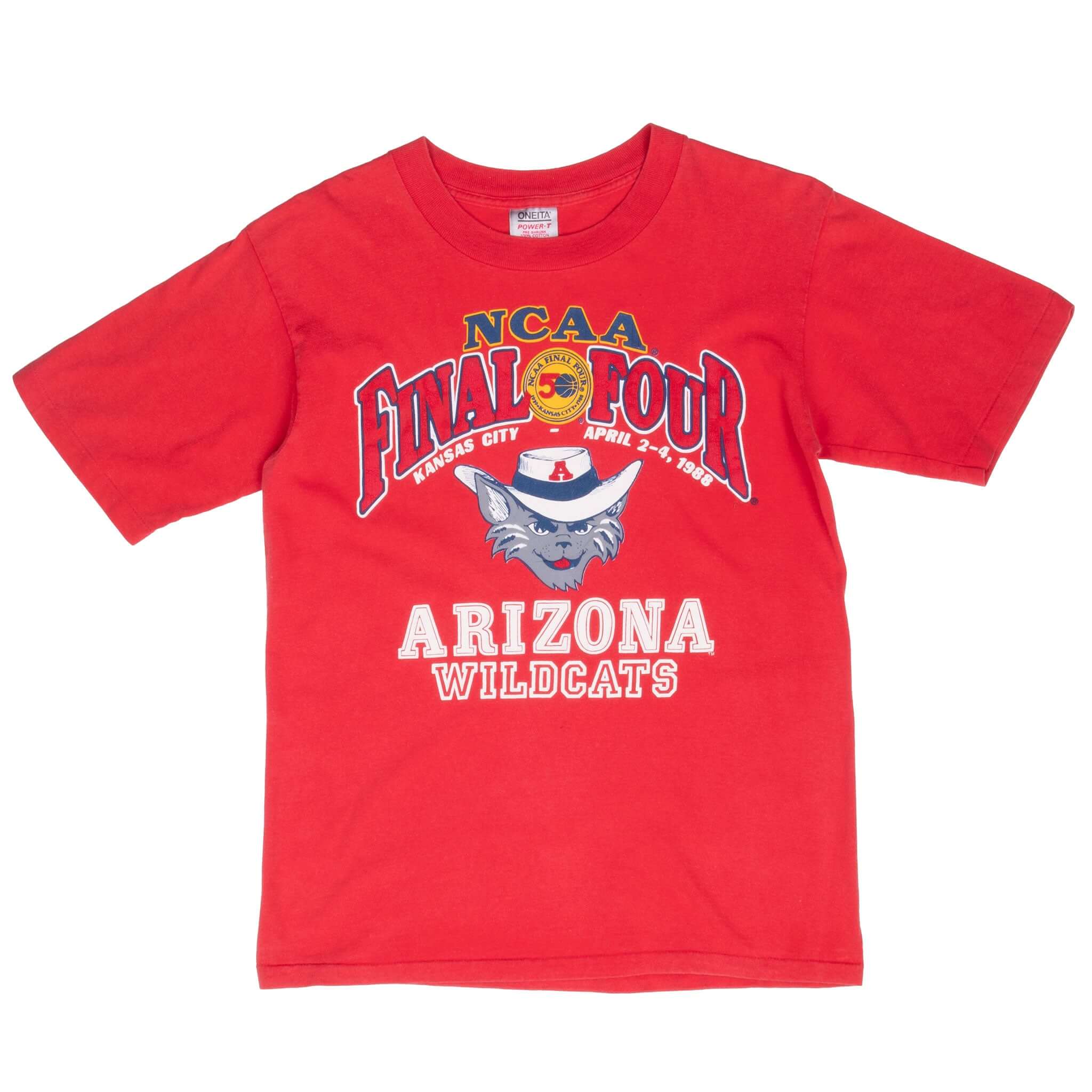 Vintage Ncaa Arizona Wildcats Final Four 1988 Tee Shirt Large Made In Usa With Single Stitch Sleeves