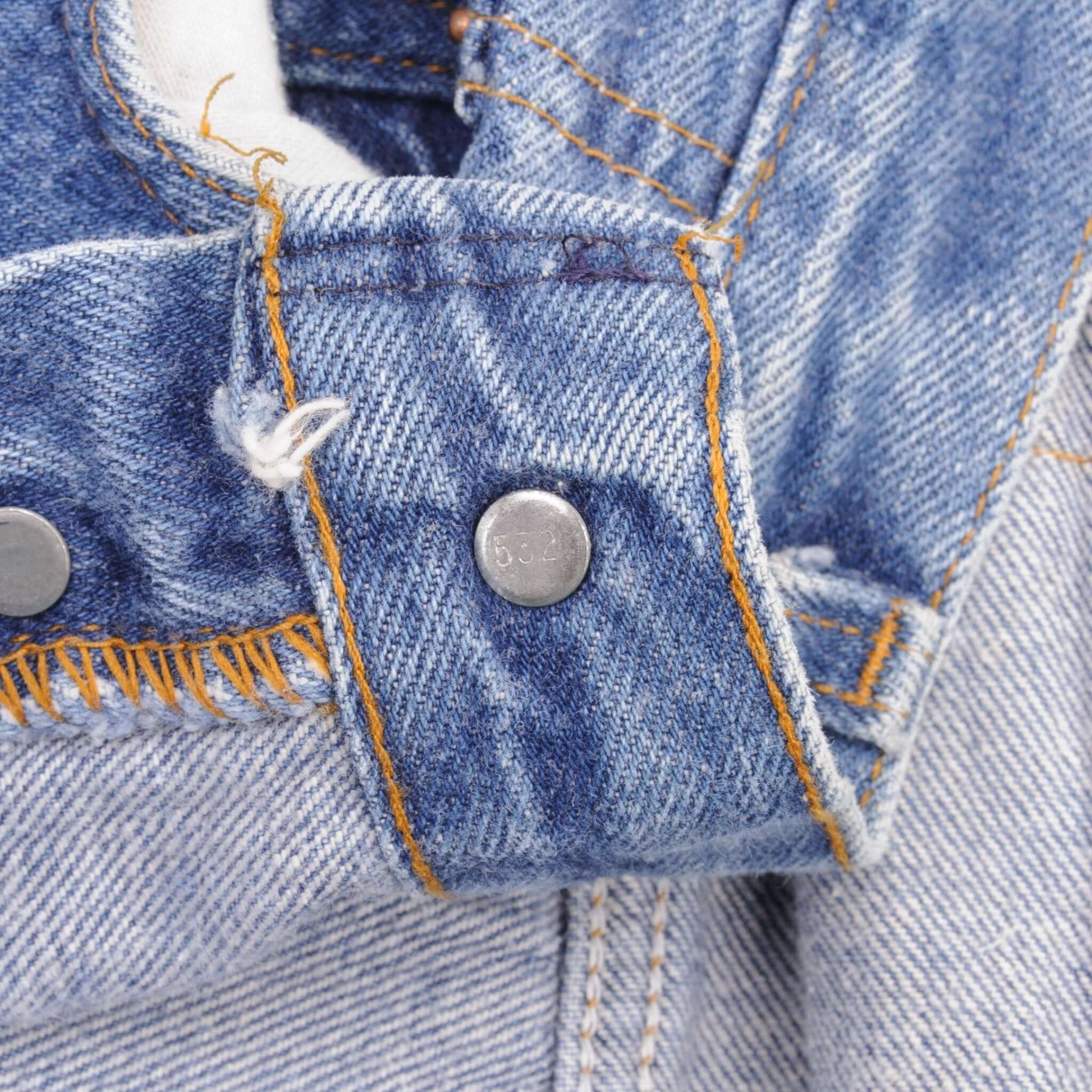 Beautiful Indigo Levis 501 Jeans 1980s Made in USA with Medium Wash Size on tag 36X36 Actual Size 34X34 Back Button #532