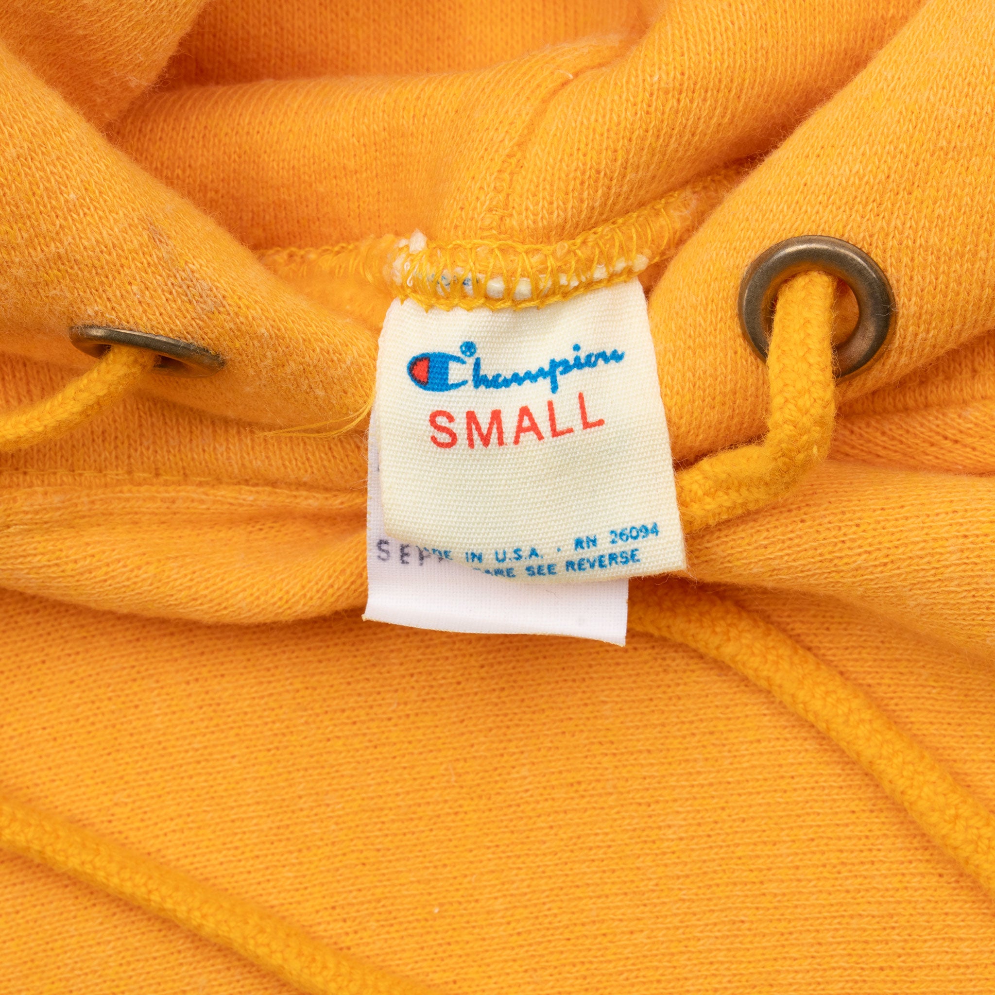 Vintage Champion Yellow Hoodie Sweatshirt Size Small 1980S Made In Usa