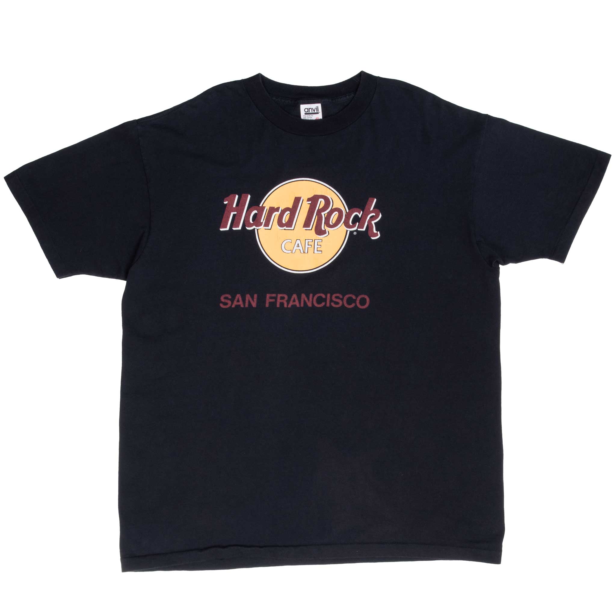 Vintage Hard Rock Cafe San Francisco Black Tee Shirt 1990S Size Xl Made In Usa With Single Stitch Sleeves