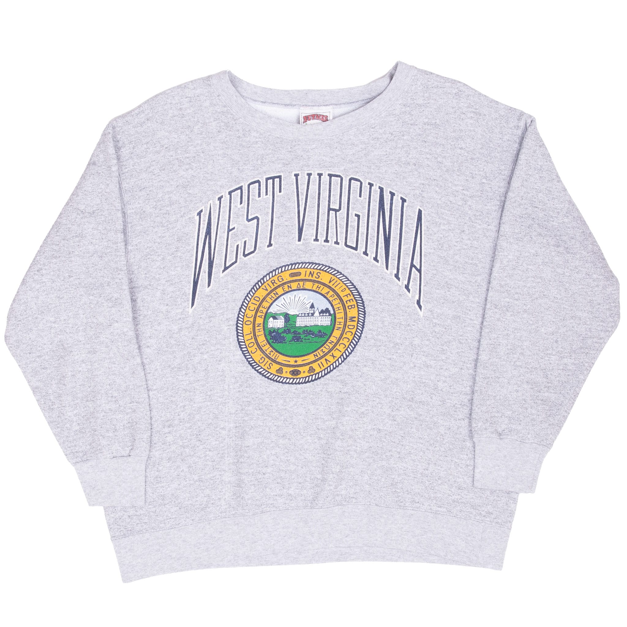 Vintage West Virginia Grey Sweatshirt 1980S Size Large Made In Usa