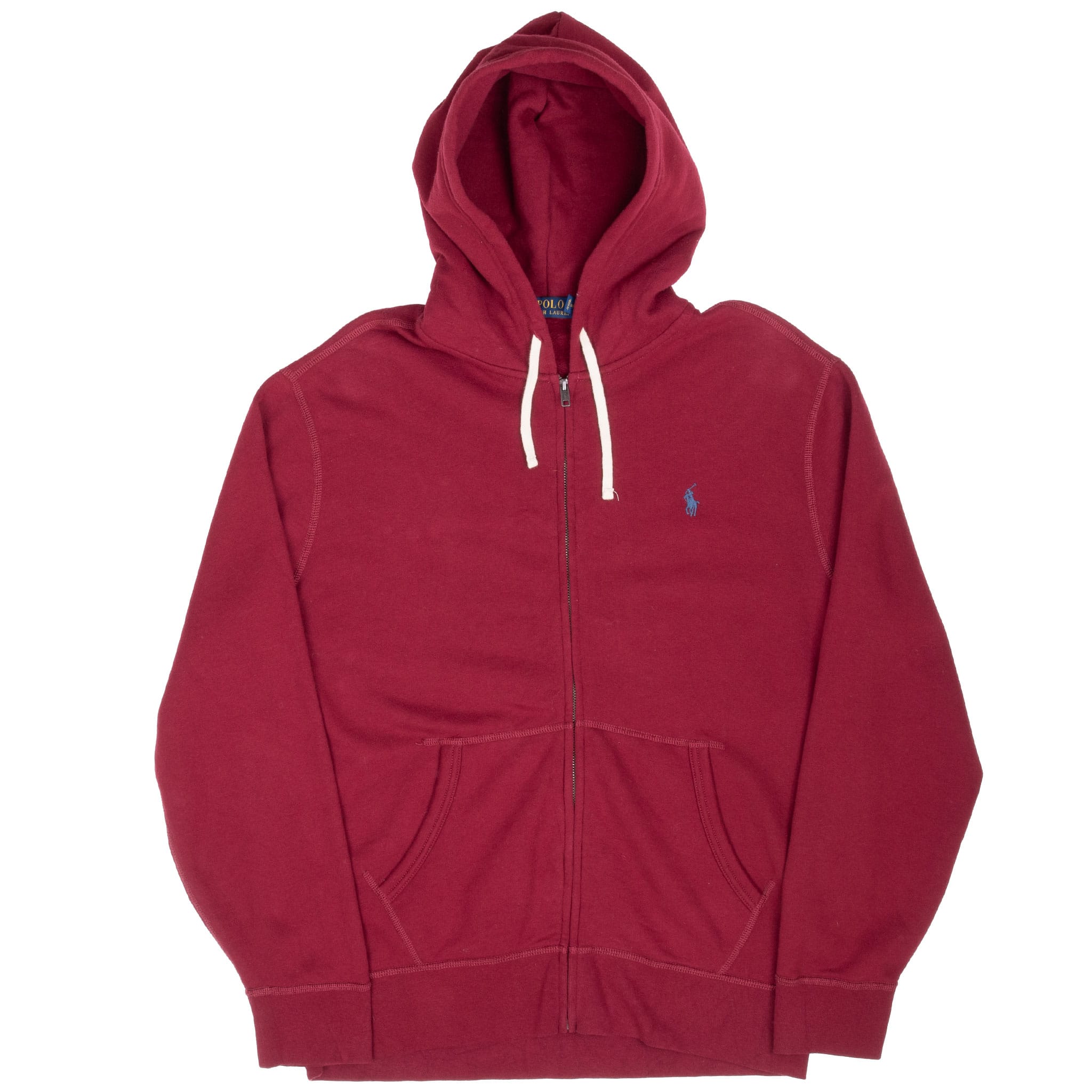 Vintage Ralph Lauren Burgundy Full Zip Hoodie Sweatshirt Size Large