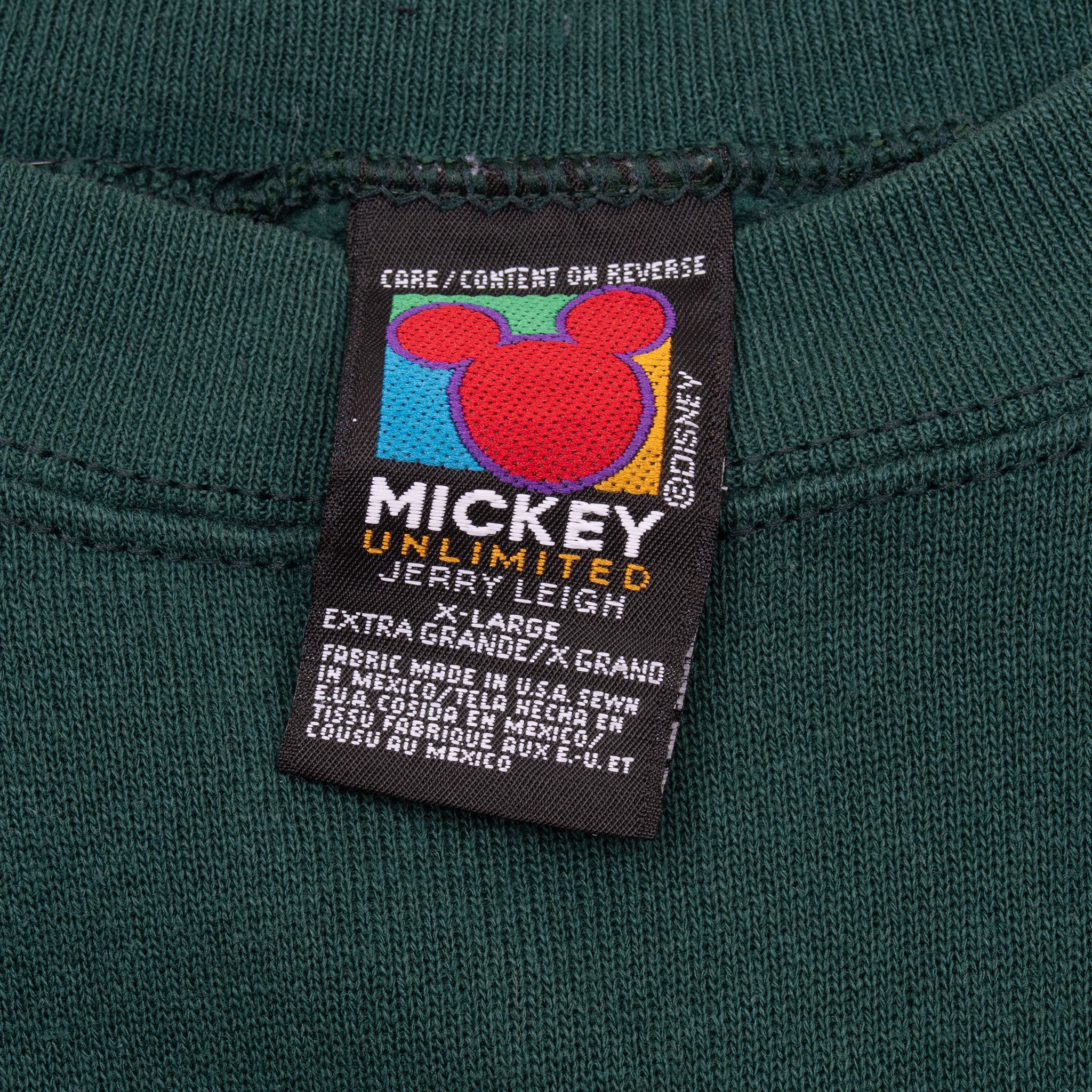 Vintage Disney Mickey Mouse 1990S Pine Green Sweatshirt Size XL Made In USA