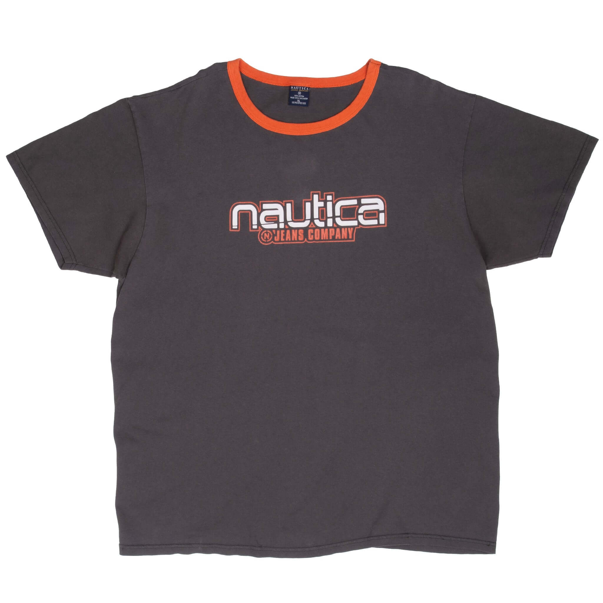 Vintage Nautica Jeans Dark Grey Tee Shirt 2000S Size XL