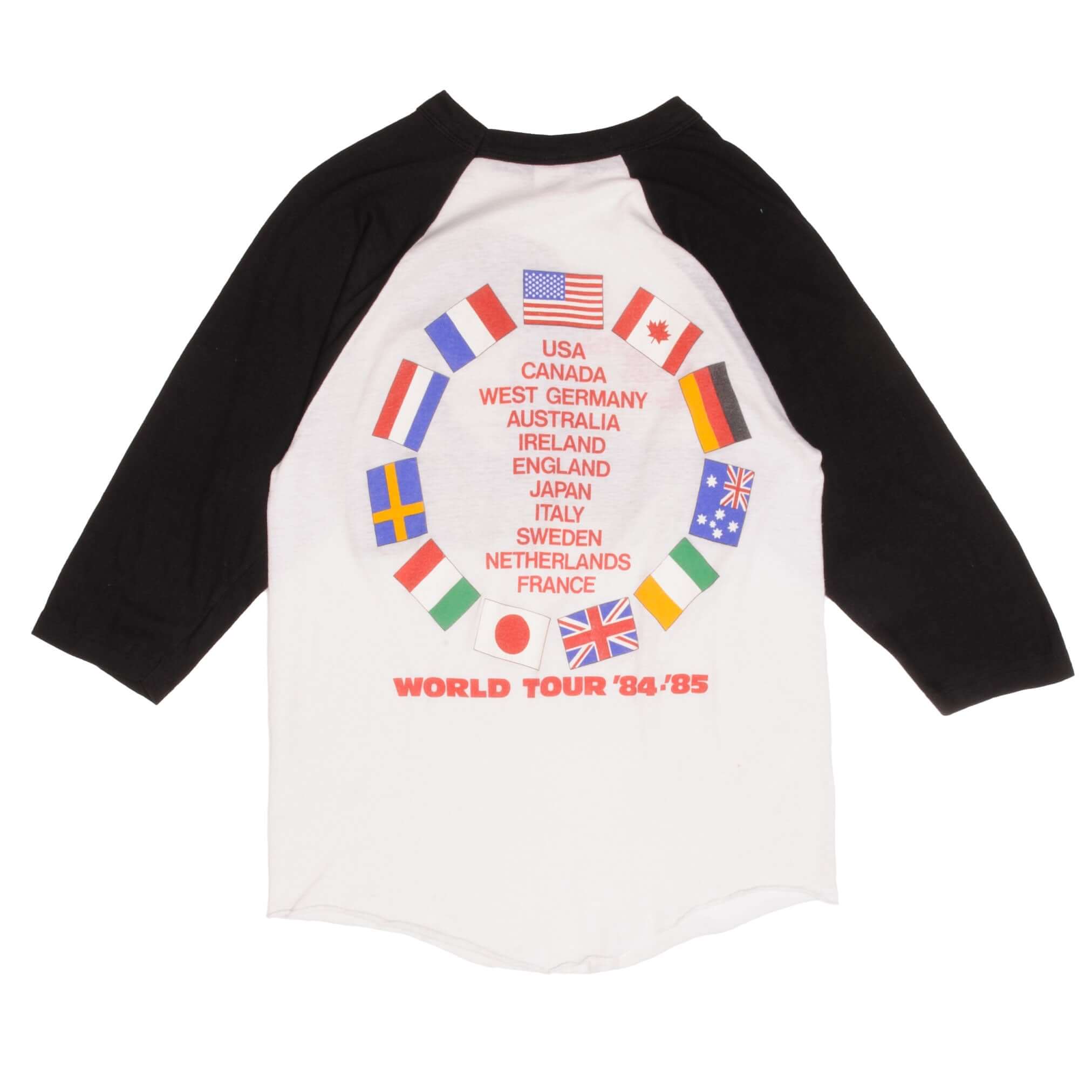 Vintage Bruce Springsteen And The E Street Band World Tour '84/85 Signal Raglan Tee Shirt 1984 Size Large (fits like a Small) Made In USA with single stitch sleeves.