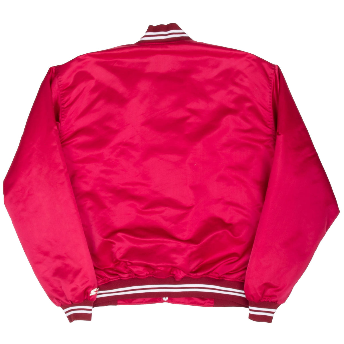 Vintage Oklahoma Red Satin Bomber Starter Jacket 1980S Size 2XL Made In Usa